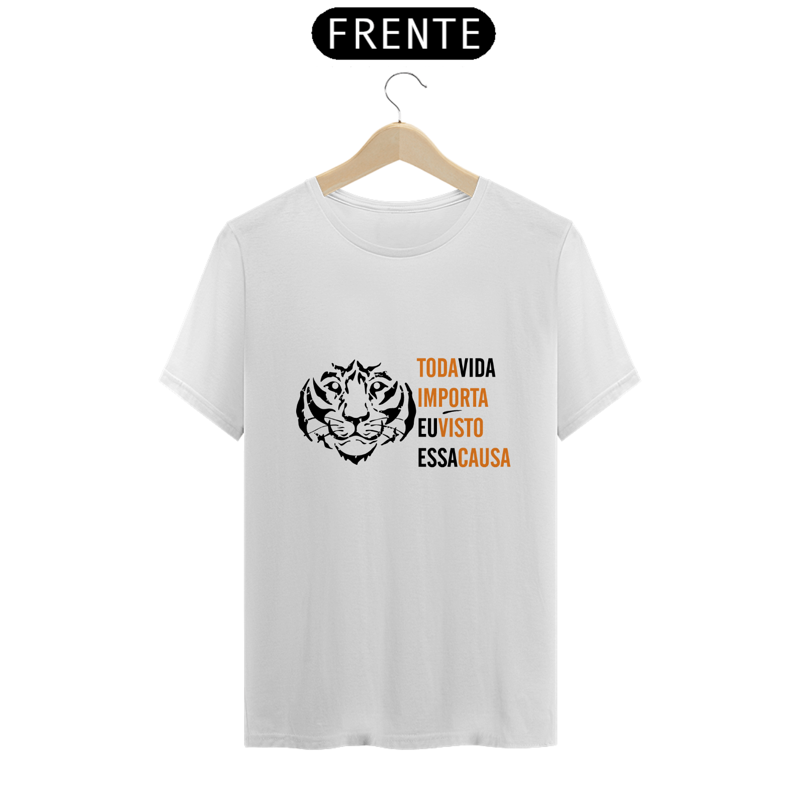 Tigre contorno - Toda vida importa (camiseta branca)