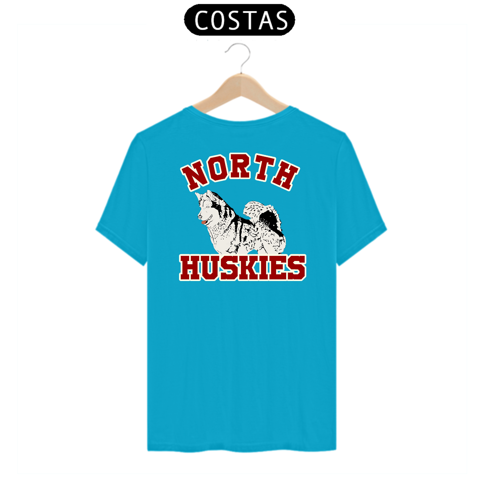 Camisa North Huskies Azul-Turquesa Estampa Nas Costas