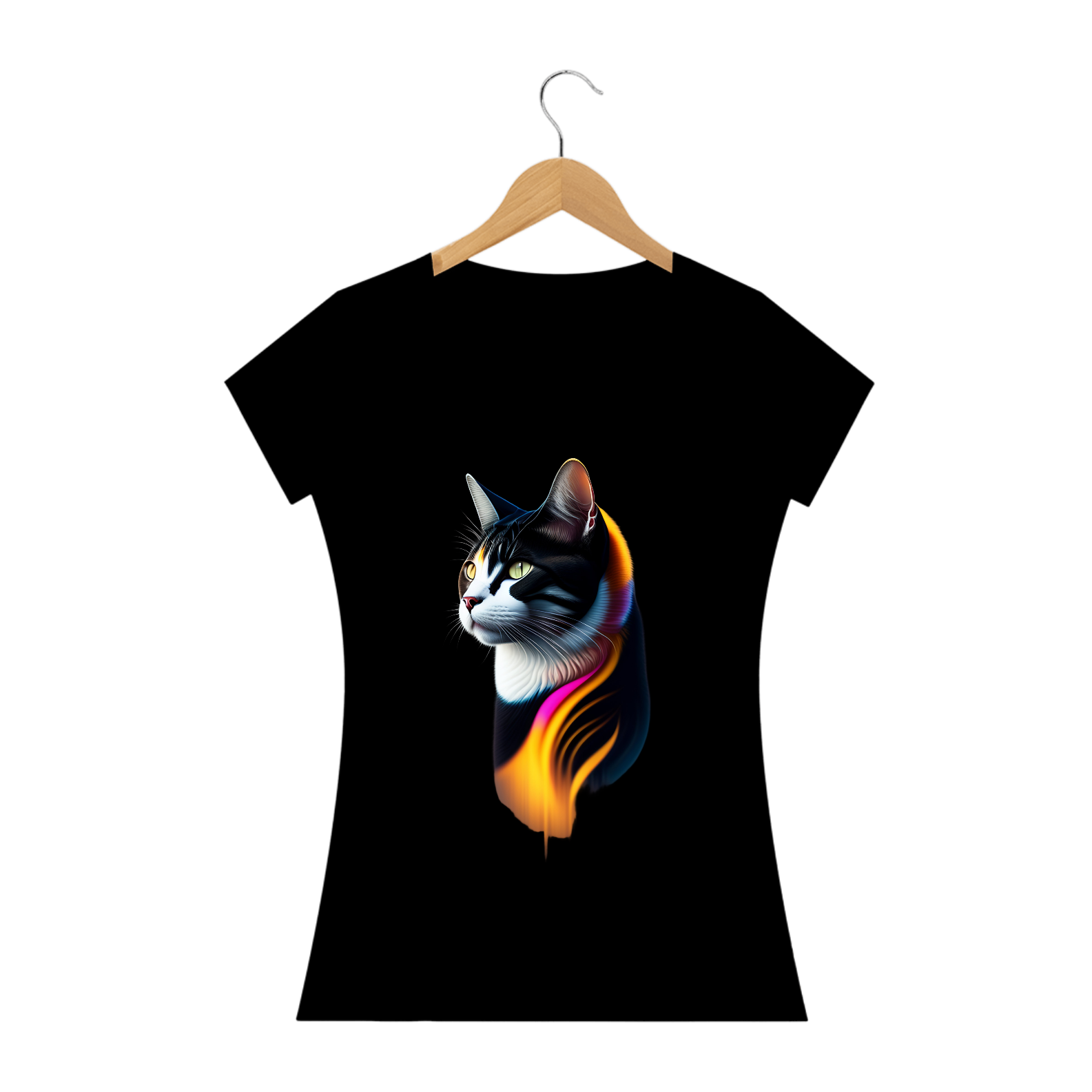 Camiseta baby look - Gato