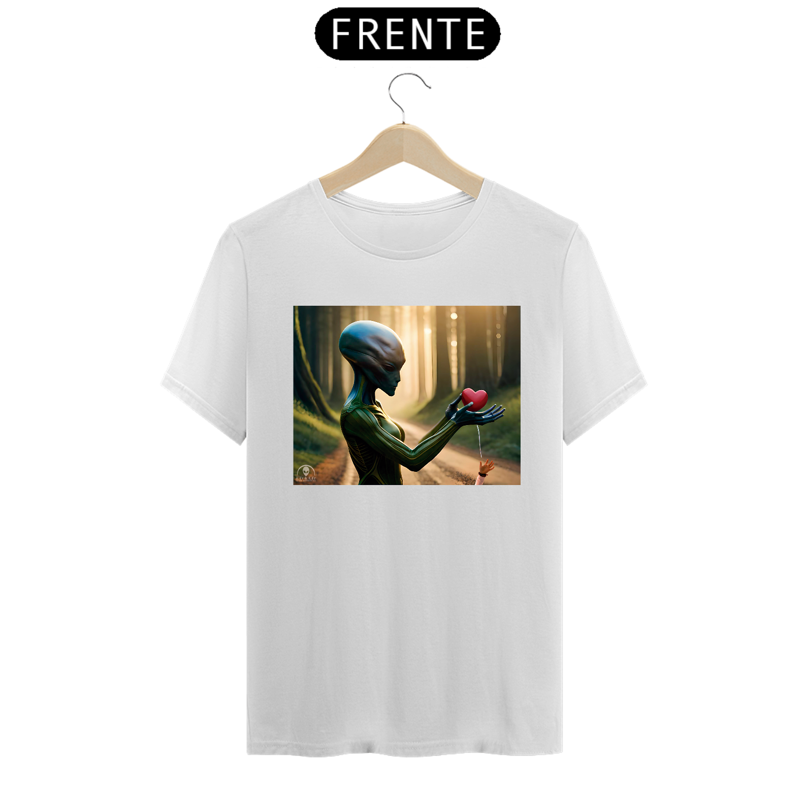 Alien em contato amistoso com criança