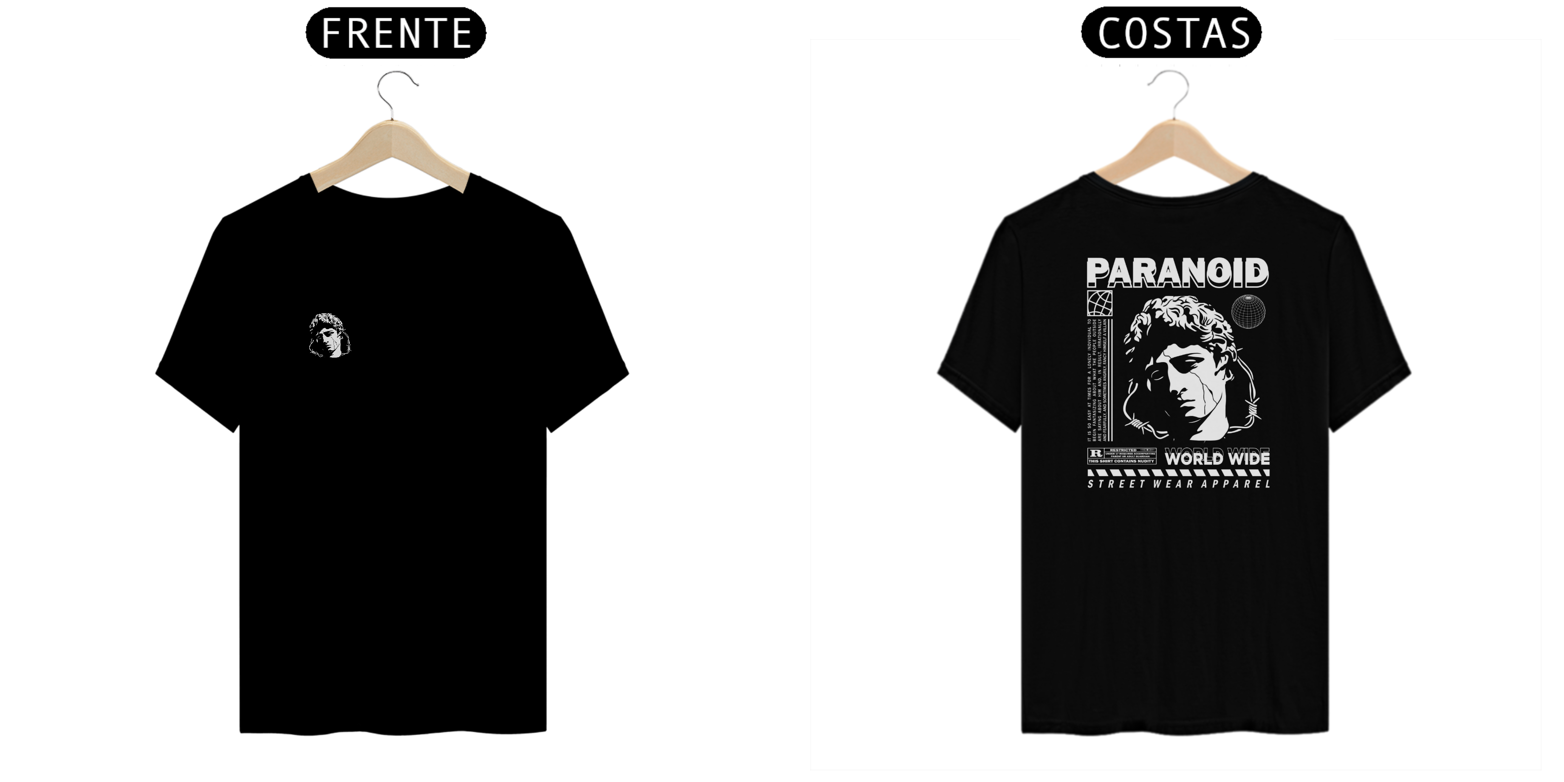 Camiseta t-shirt paranoid estilo streetwear masculino