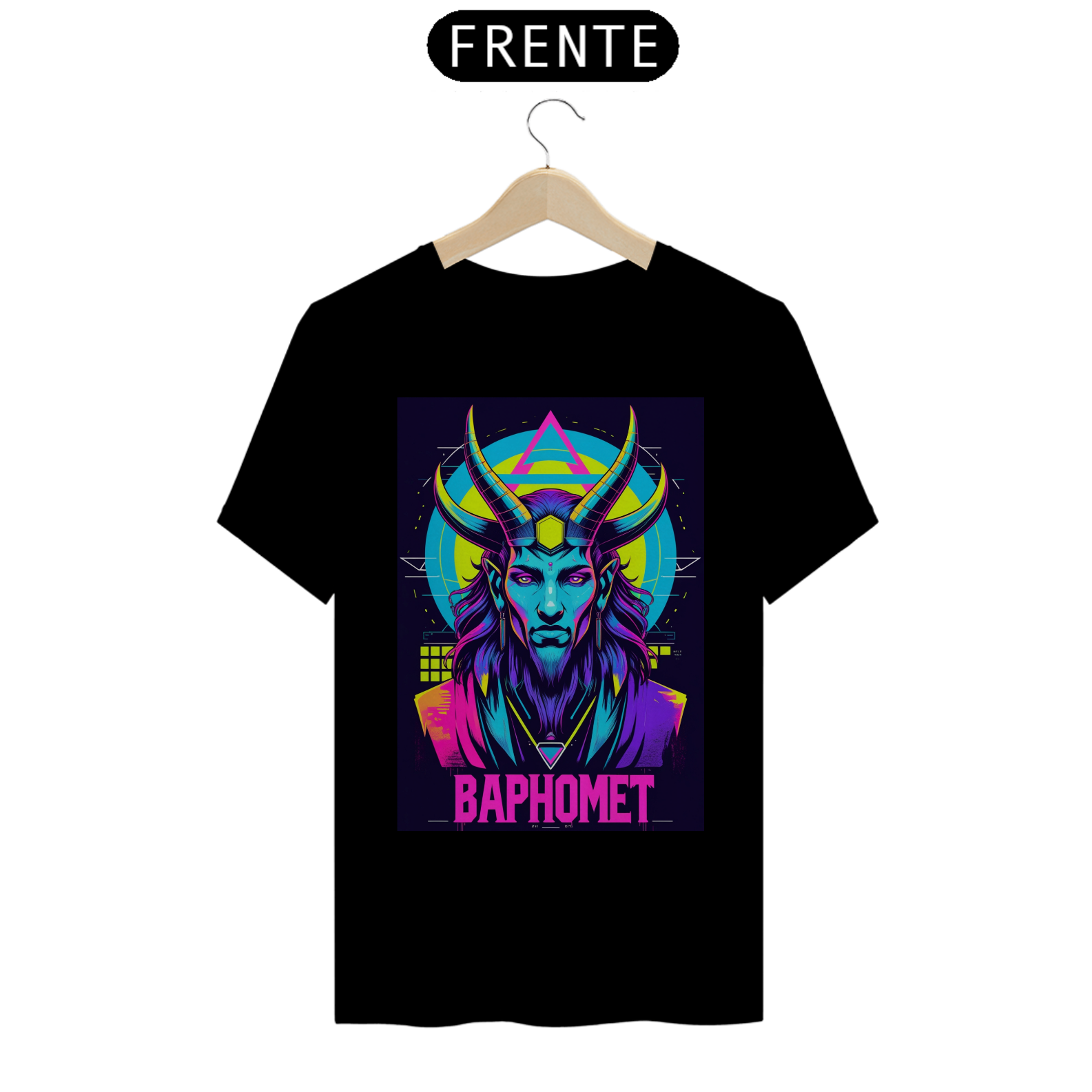 Camiseta PREMIUM 100% Algodão - Baphomet Cyber Ritual