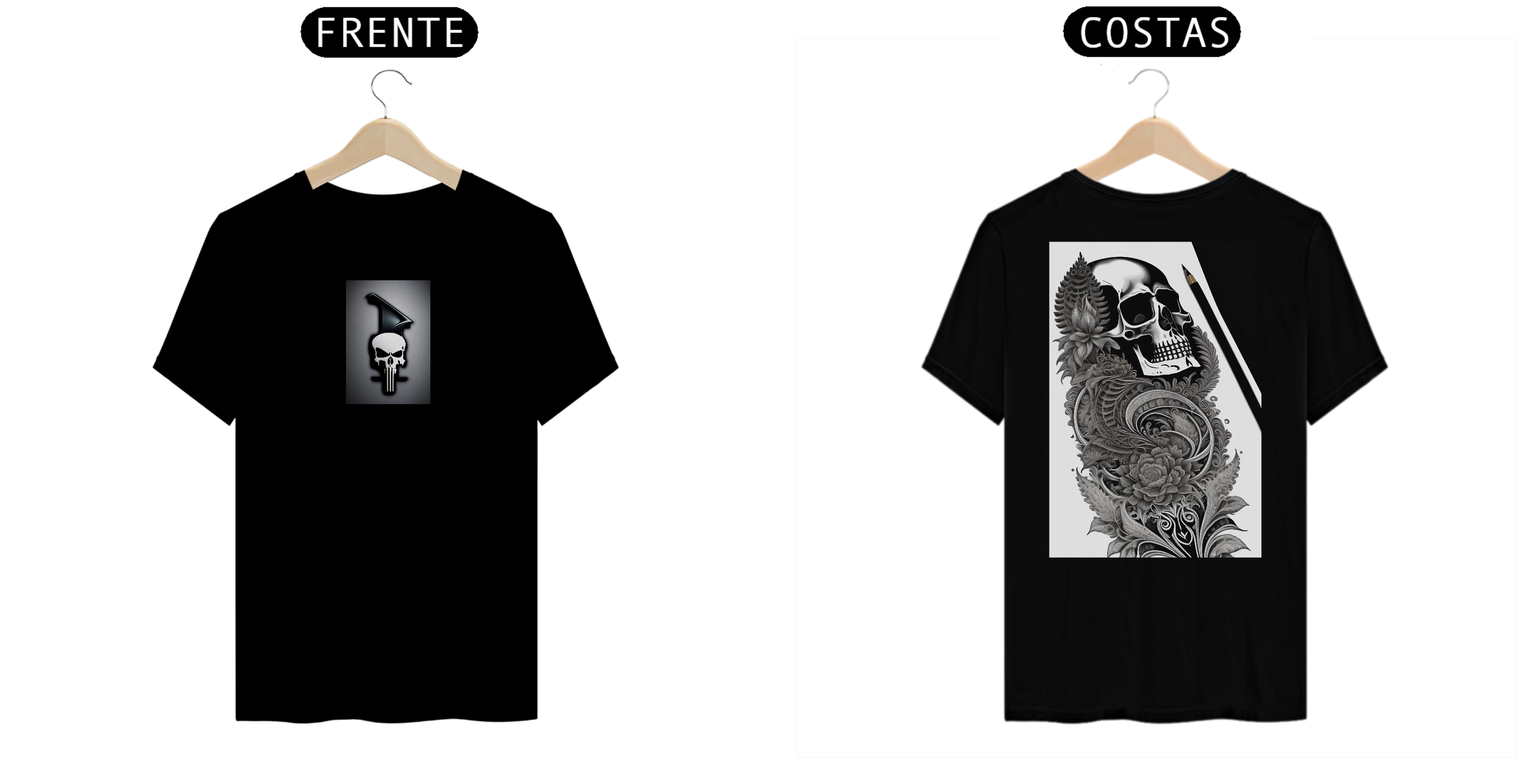  Camiseta Caveira Logotipo Justiceira 