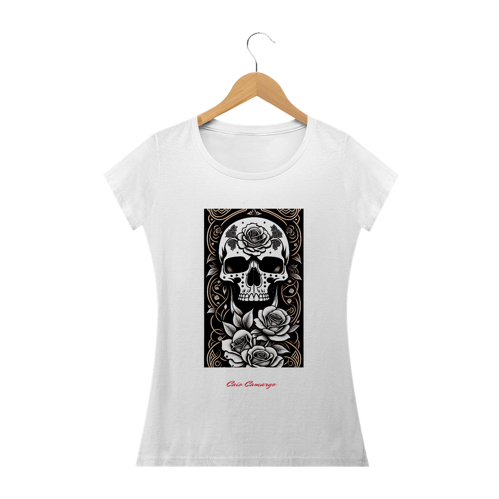 Camiseta feminina old skull