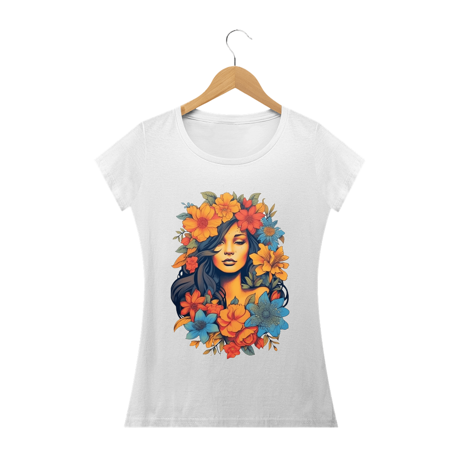 Camiseta Feminina Abstrato Floral Expressivo - Design Contemporâneo