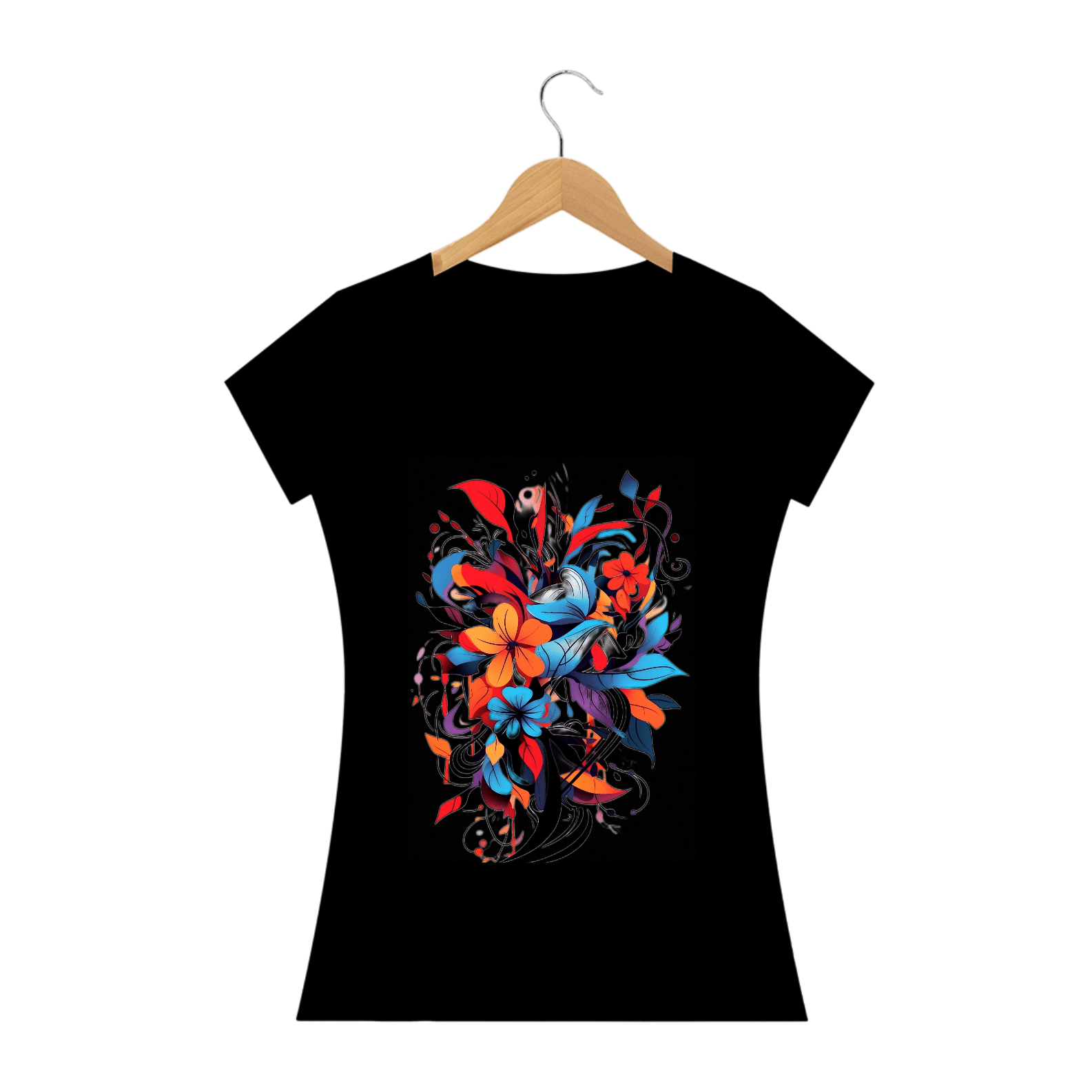 Camiseta Feminina Floral Abstrato Expressivo - Design Contemporâneo