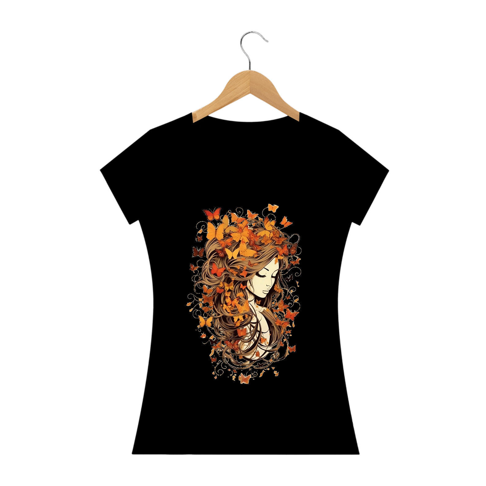 Camiseta Feminina Capturando a Beleza Graciosa do Outono - Borboletas Delicadas do Outono
