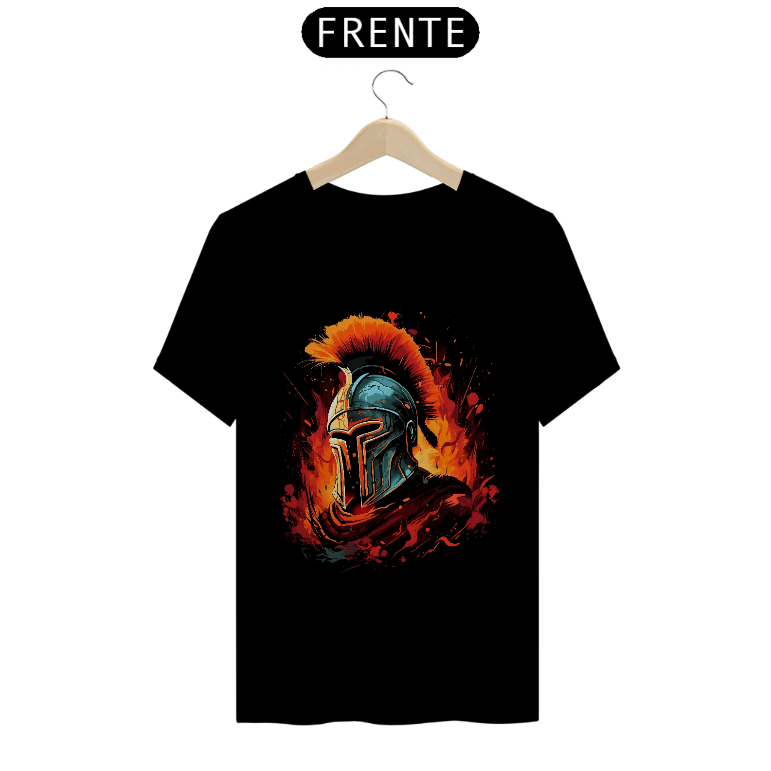 Camiseta Masculina Elmo Espartano em Chamas