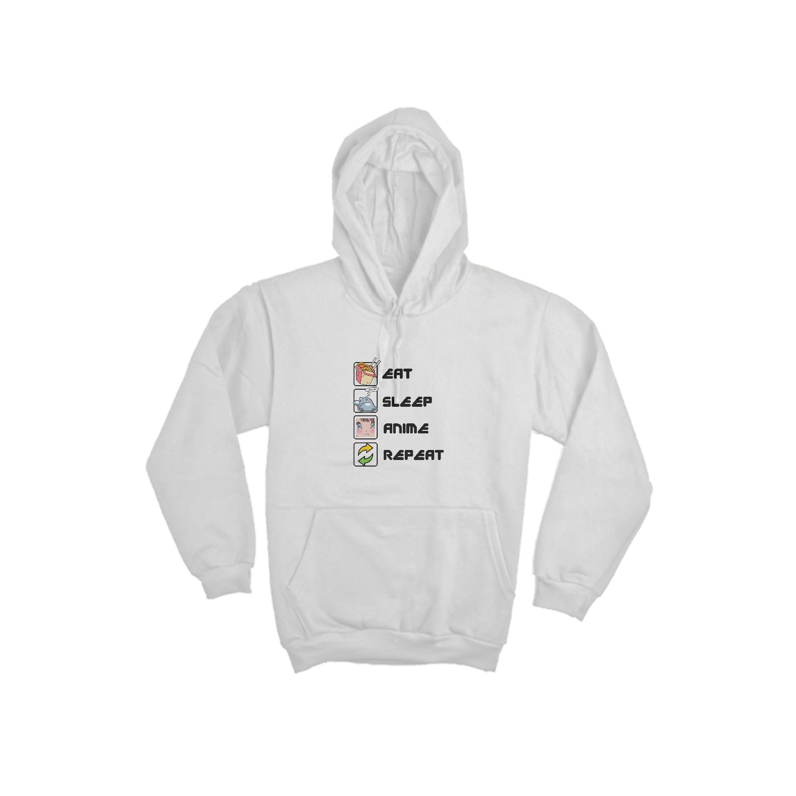 Moletom Canguru Repeat Anime Branco