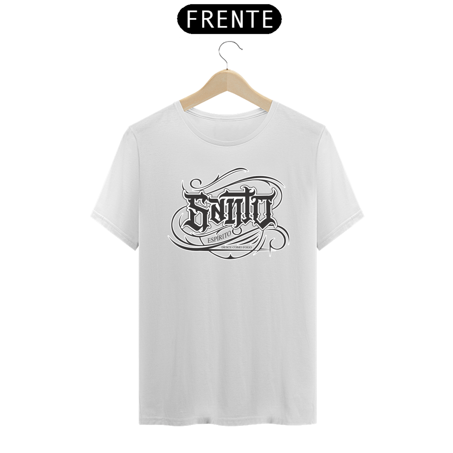 Camiseta masculina básica - Santo - arte preta