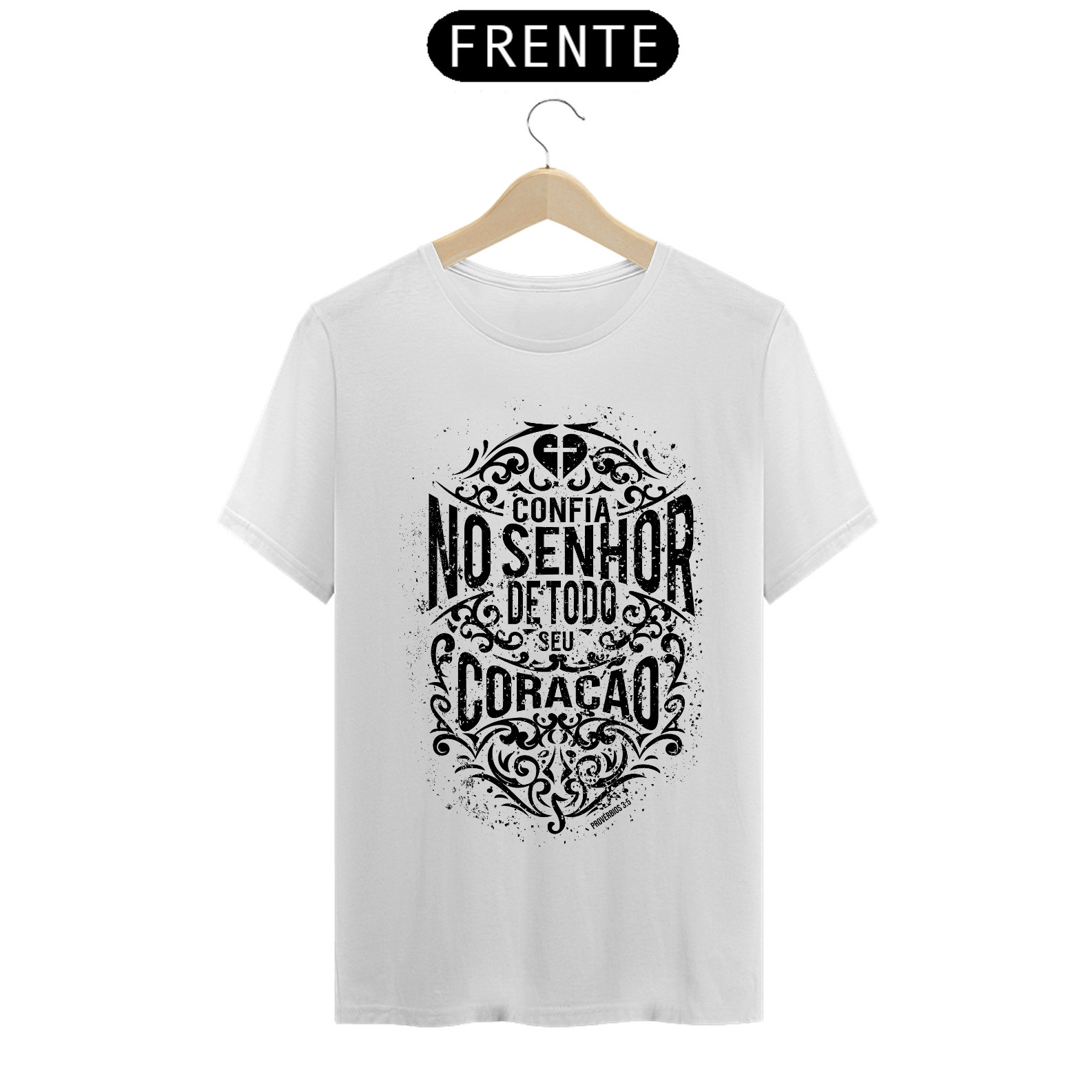 Camiseta masculina básica - Confia no Senhor - arte preta