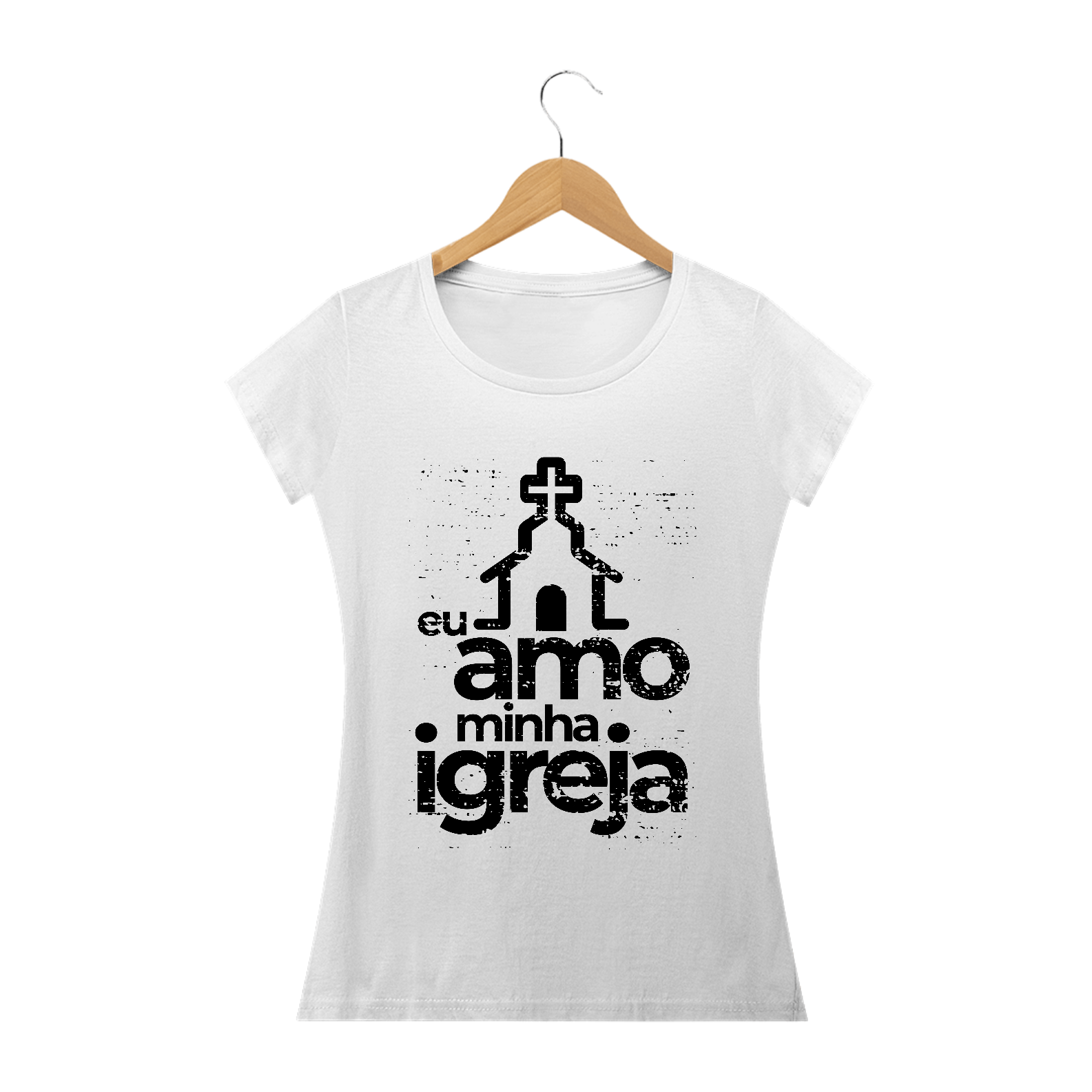 Camiseta feminina básica - eu amo minha igreja