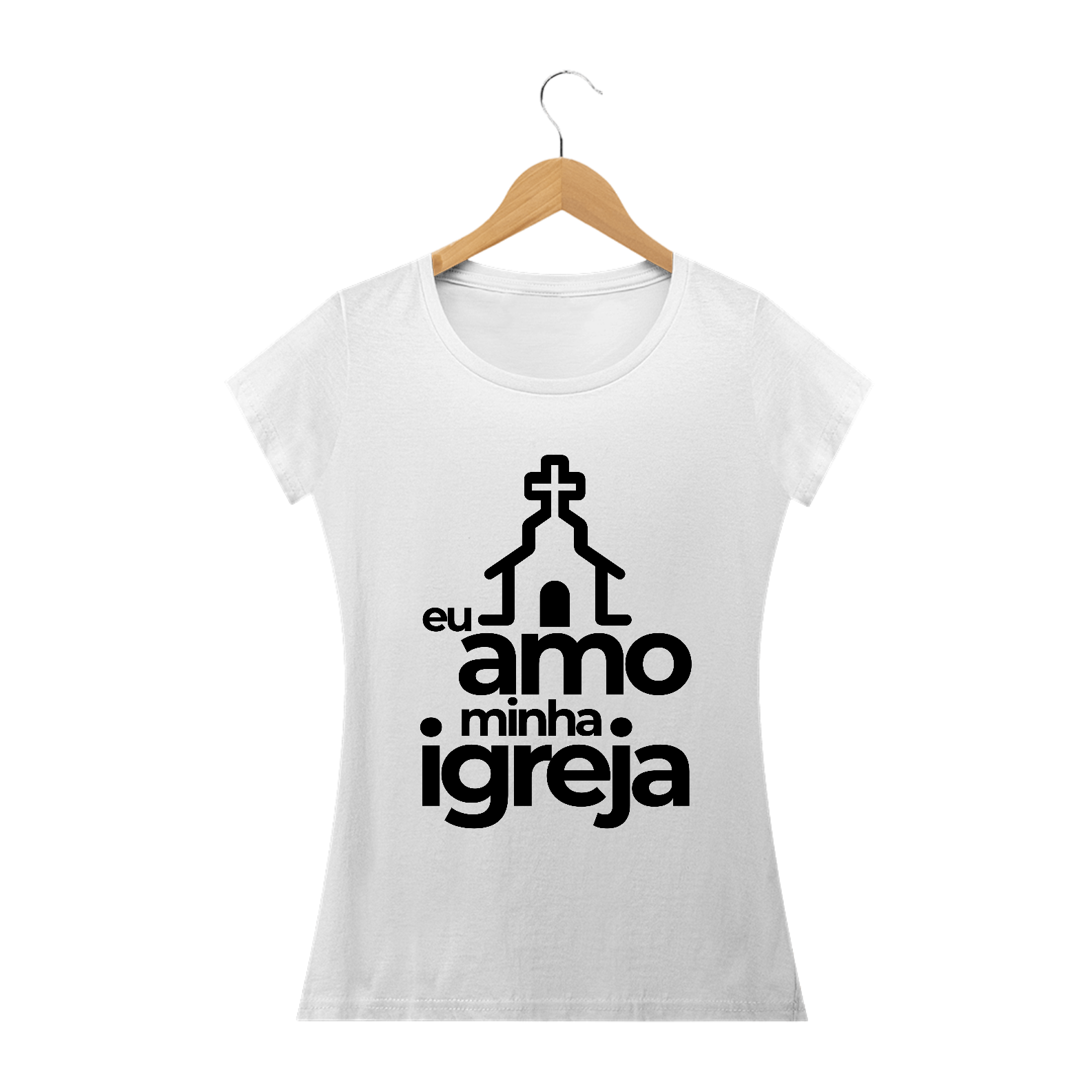 Camiseta feminina básica - eu amo minha igreja