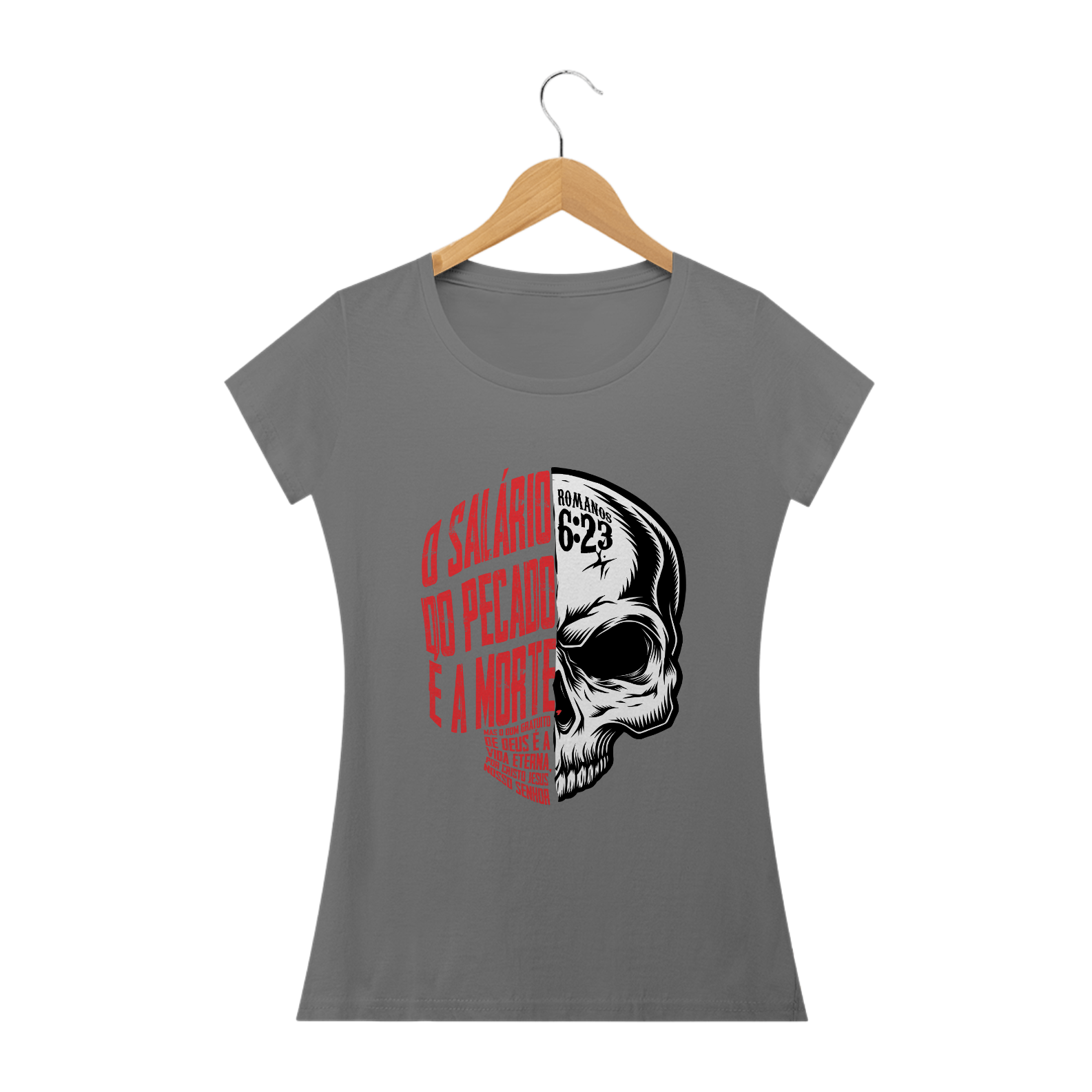 Camiseta Bl estonada - Caveira Rm 6:23