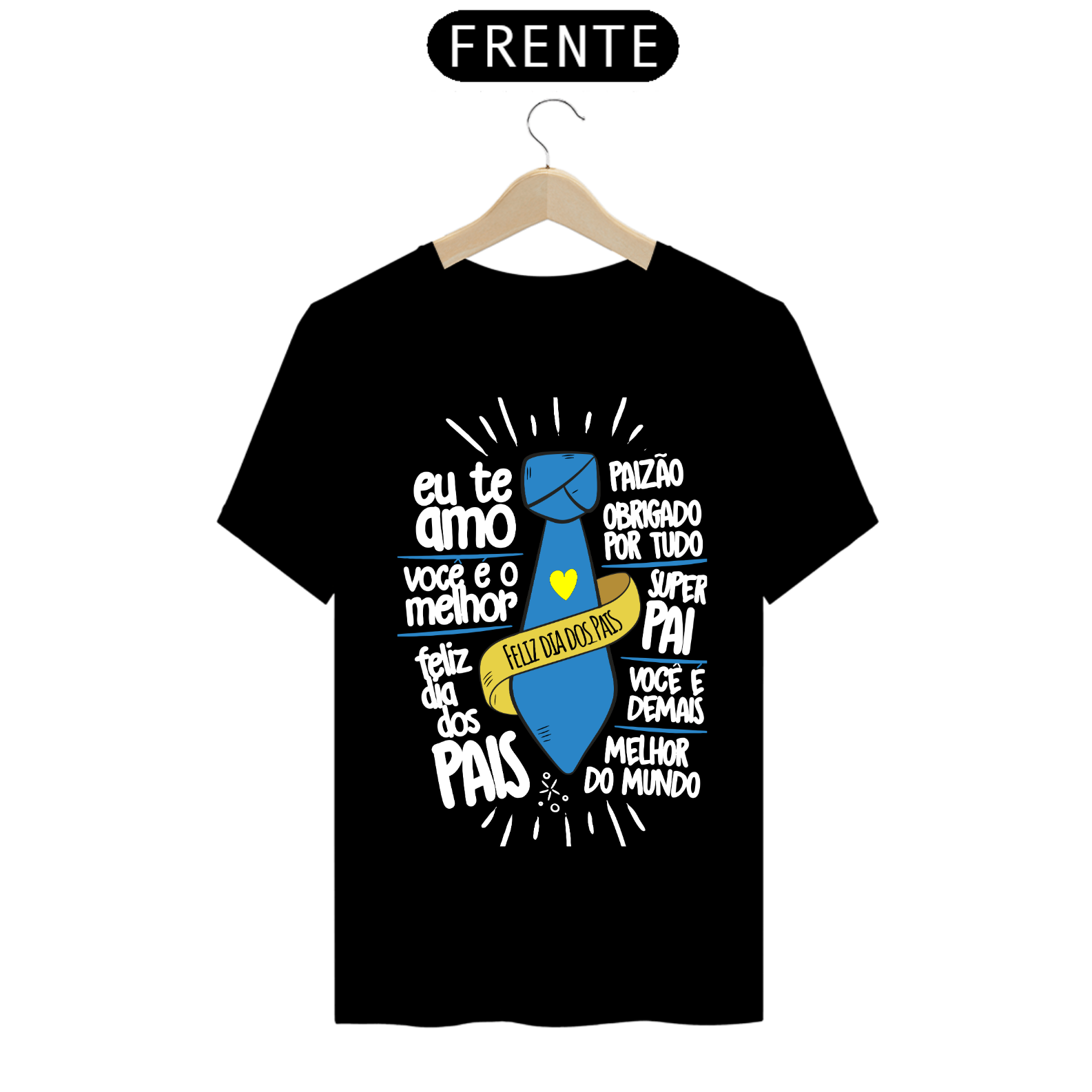 Camiseta masculina básica - dia dos pais - feliz dia dos pais - arte letras brancas