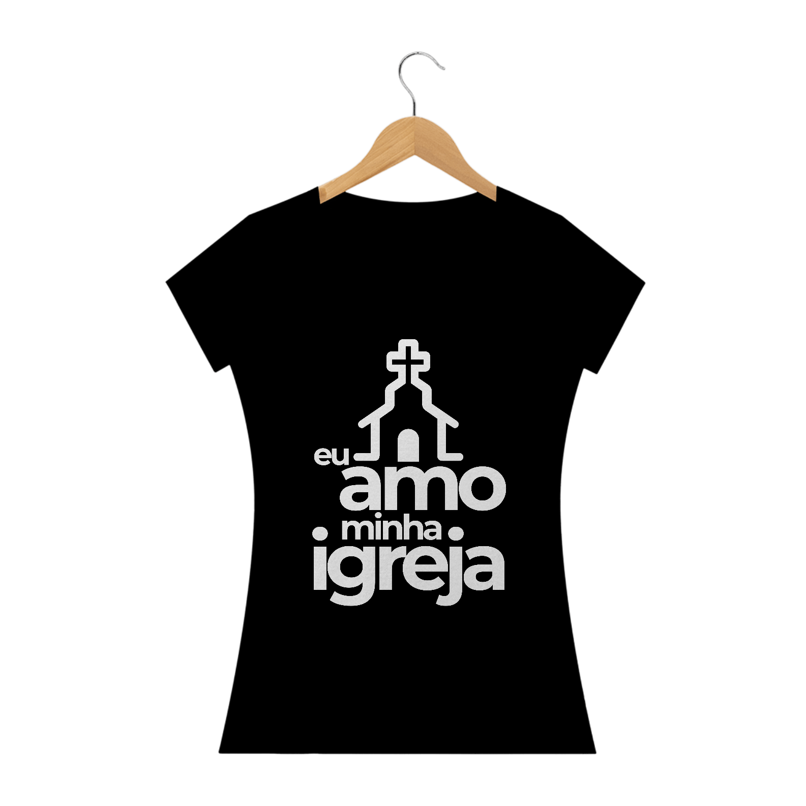 Camiseta feminina básica - eu amo minha igreja