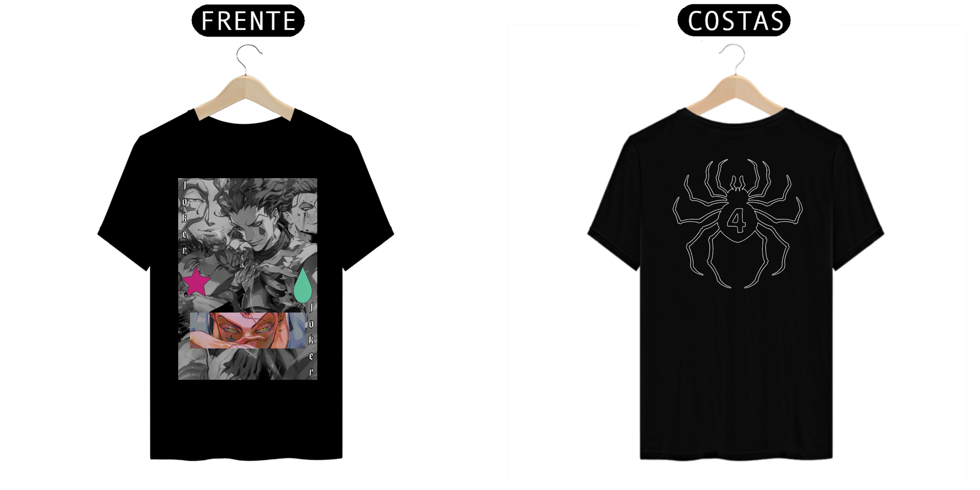 Nome do produto  Camisa estampa frente é costas Joker Hisoka anime HunterXHunter