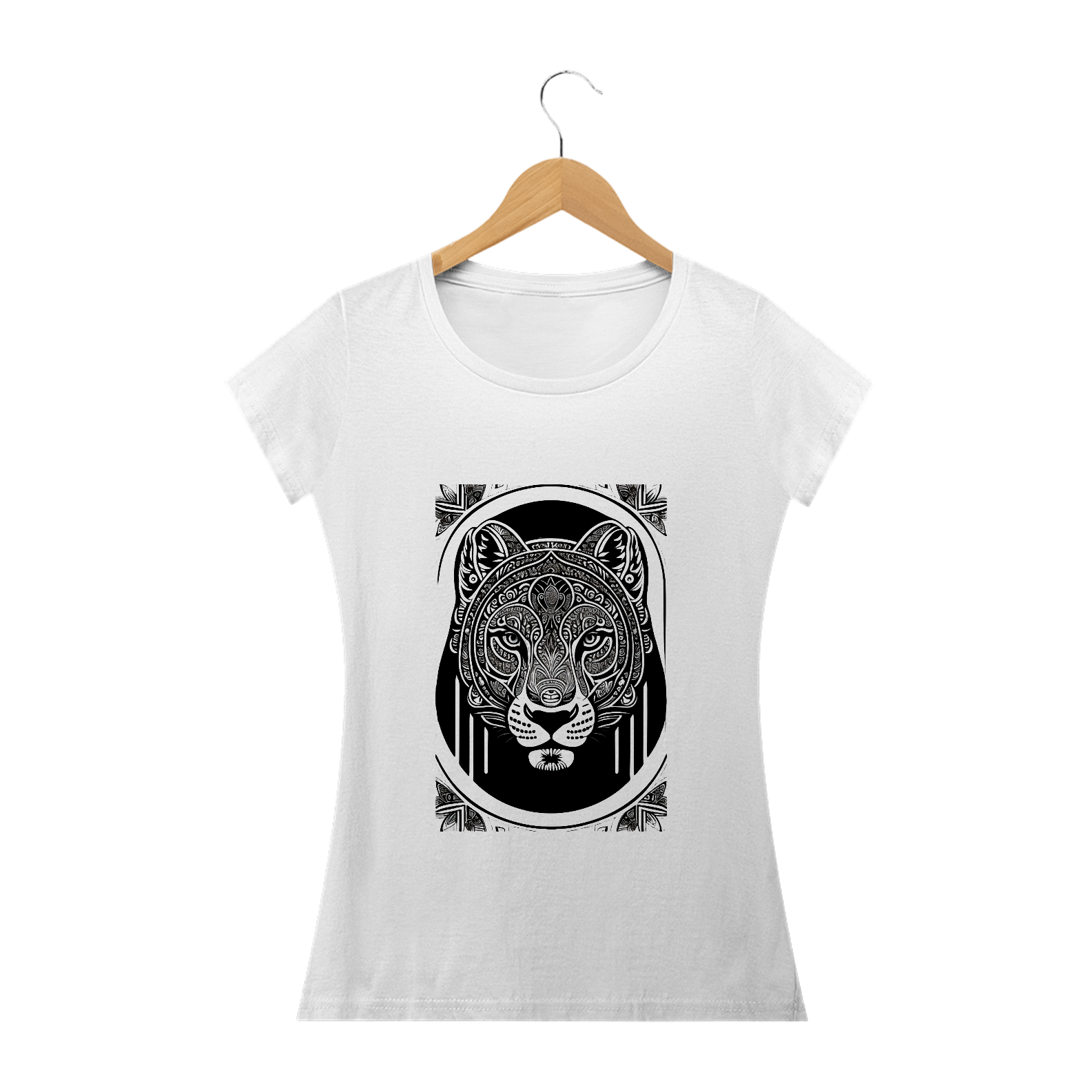 Uma cabeça de onça , simetria , frente frontal , preto e branco , espaço negativo , padrão grosso , belo fundo de padrão de floresta , linha fina de tinta arte estilizada , vetorial , 