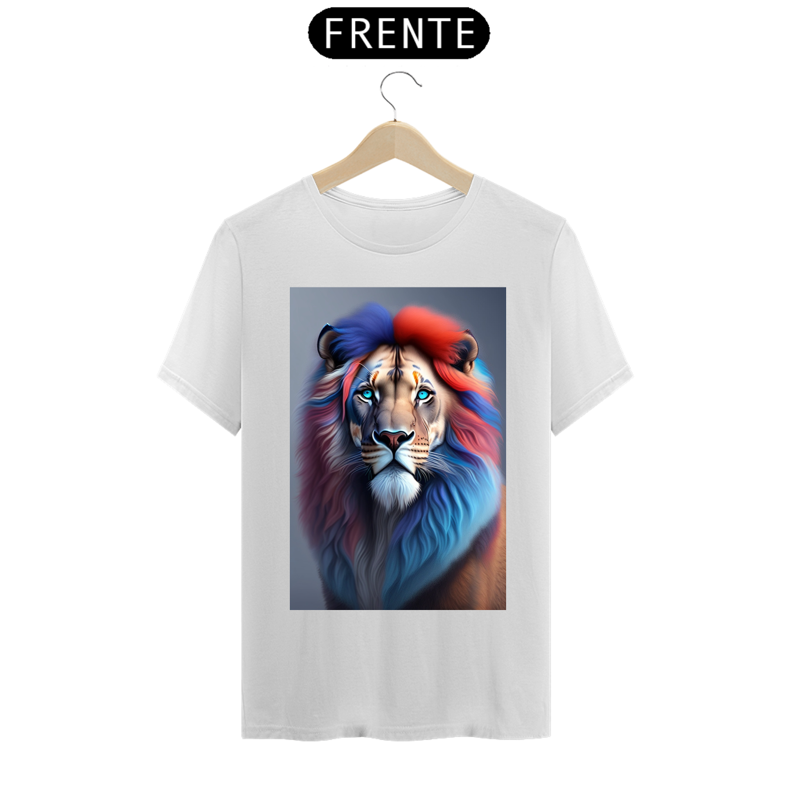 Leão azul com cabelo ruivo , estilo realista