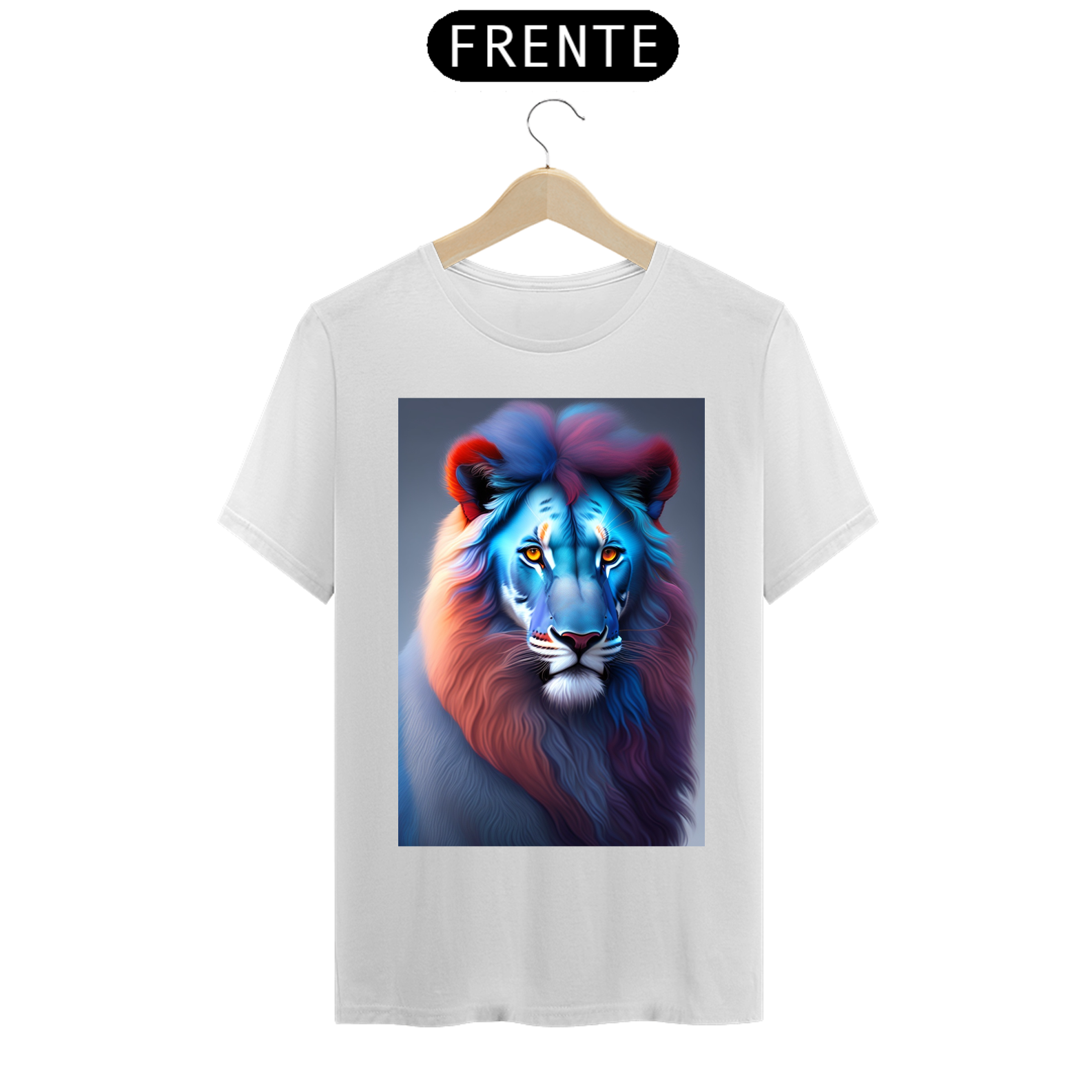 Leão azul com cabelo ruivo , estilo realista