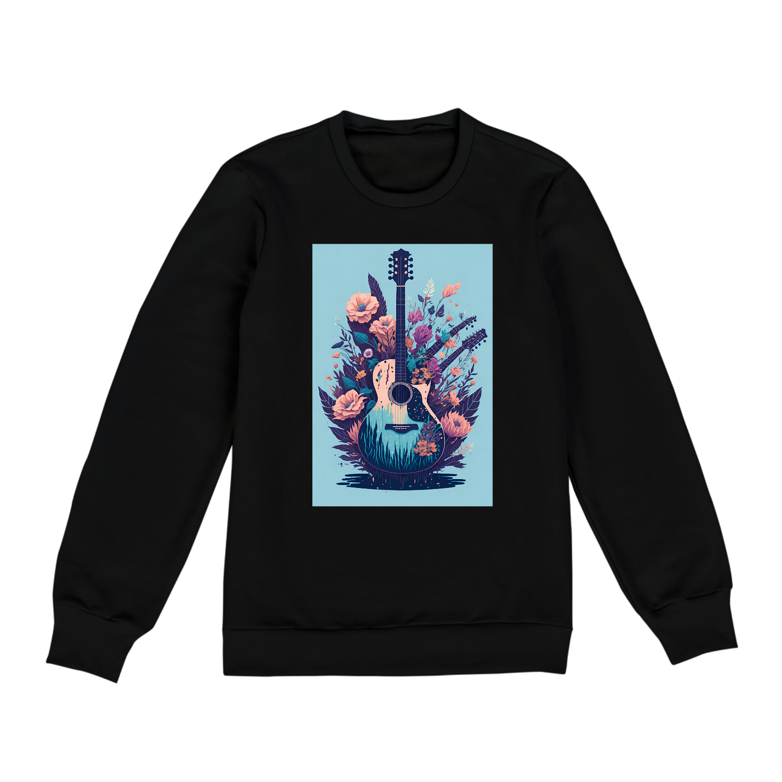 Uma ilustração detalhada de uma guitarra que está na moda...