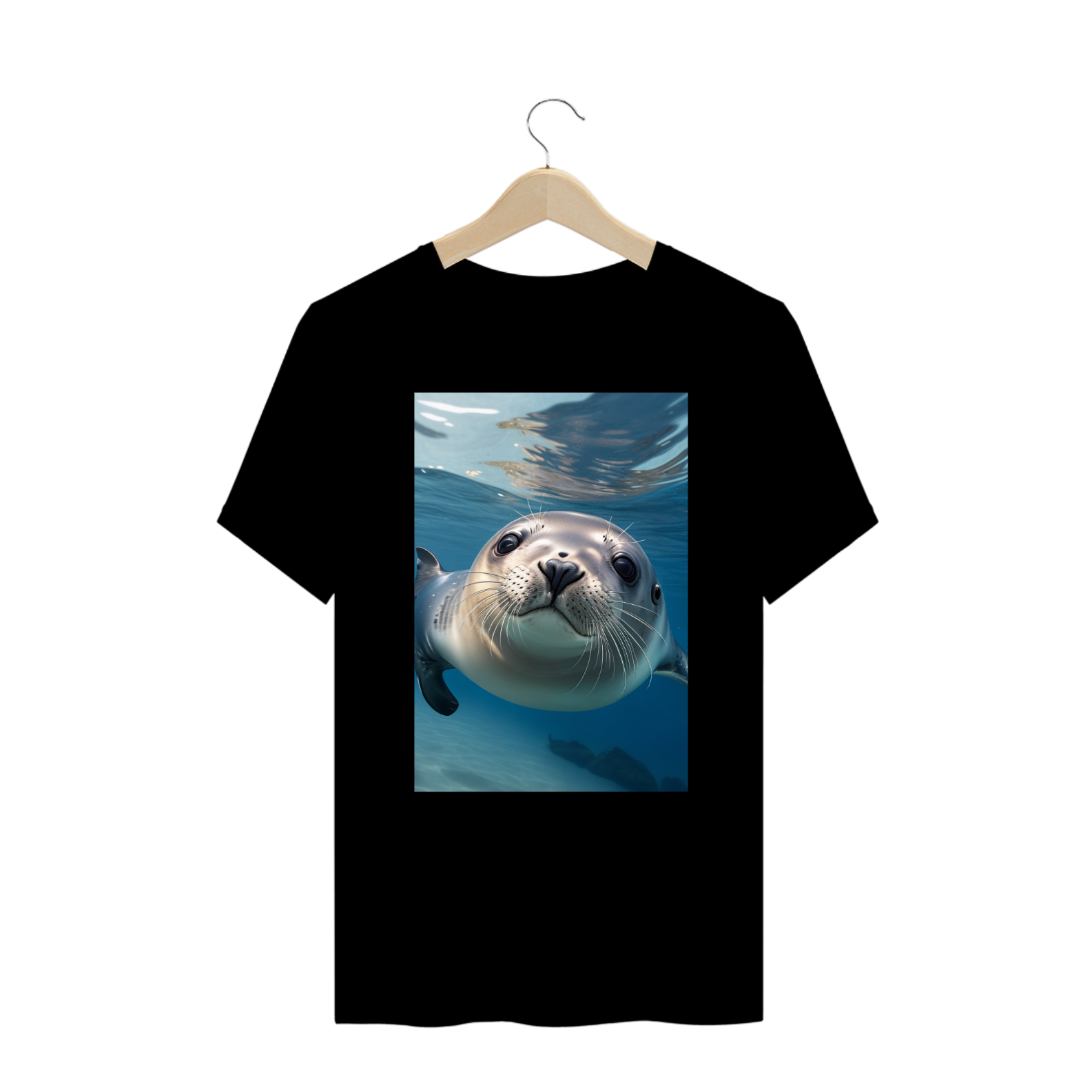 camisa com desenho de uma foca 