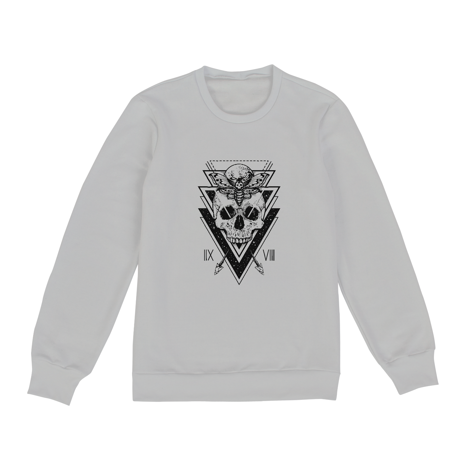 Skull Triangles (moletom unissex branco ou cinza)