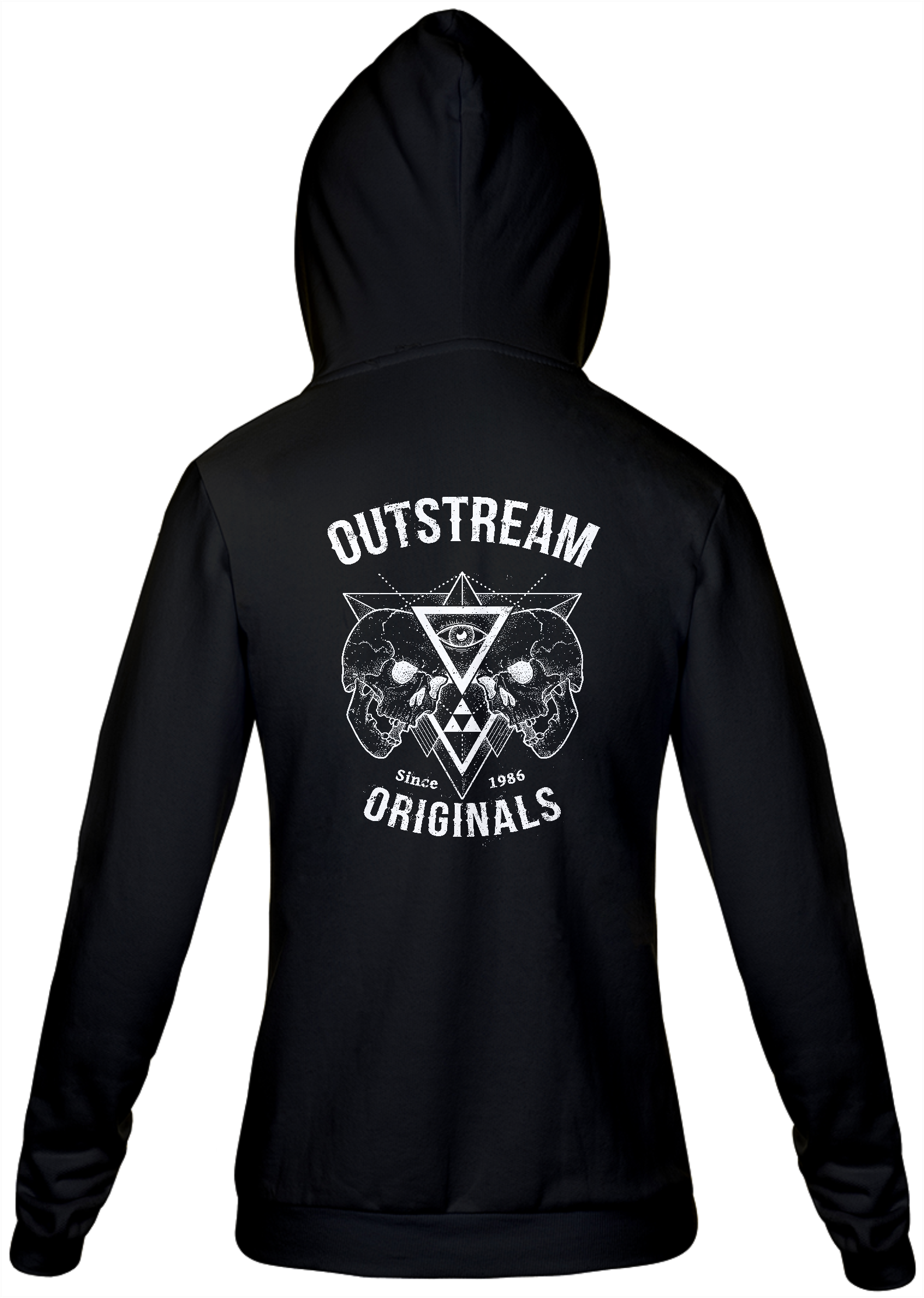 Outstream Originals (moletom preto c/ziper unissex)
