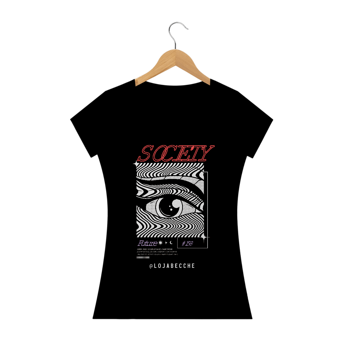SOCIETY | CAMISETA PRETA FEMININA | ESTAMPA LINDA