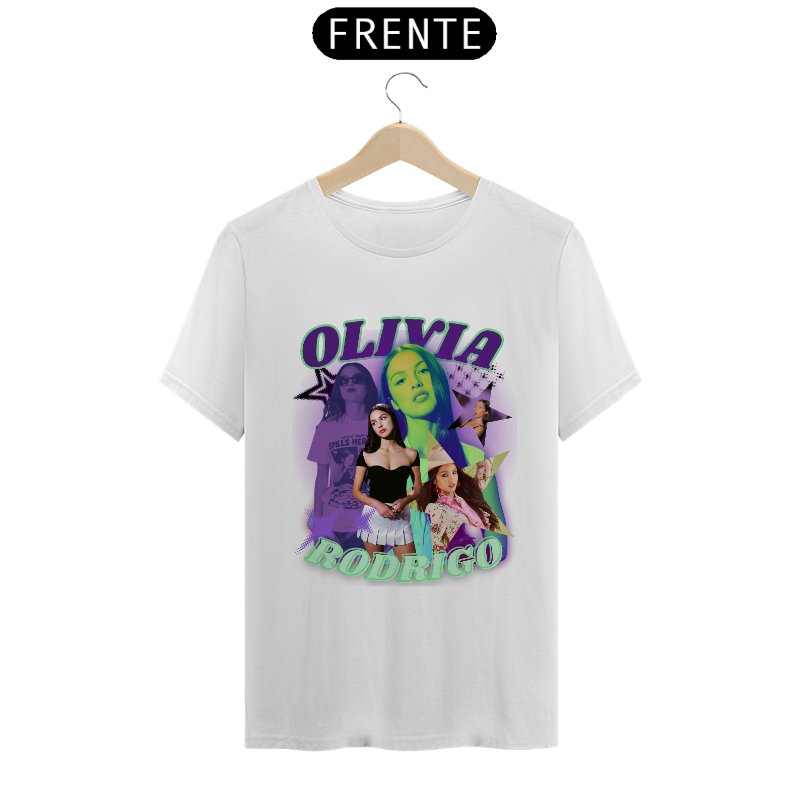 Camiseta Olivia Rodrigo - Popstar! - Versão Branca (Frente única)