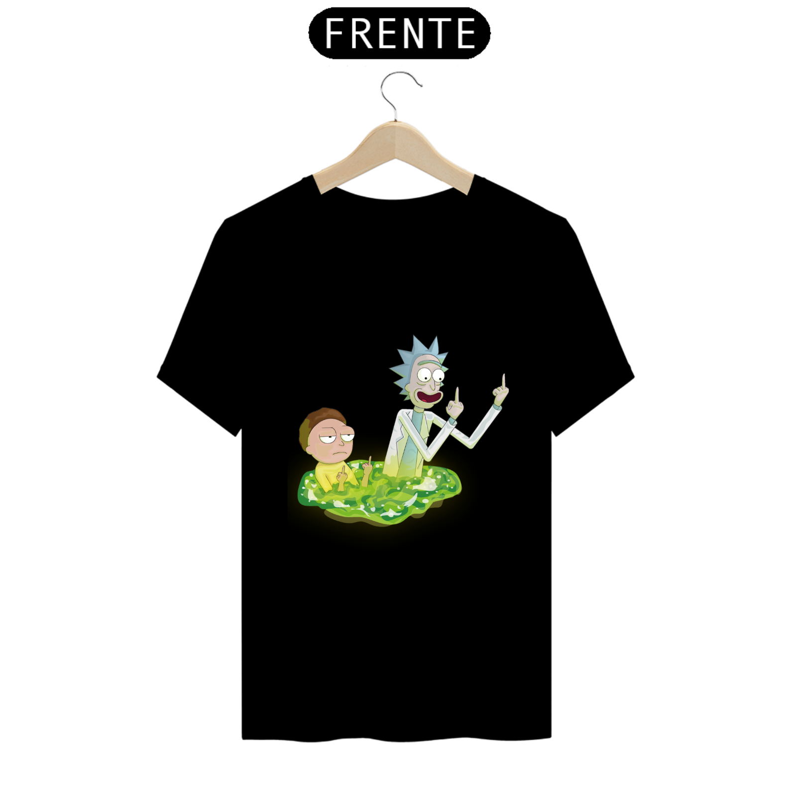 T-Shirt Prime - Rick and Morty - dedo do meio