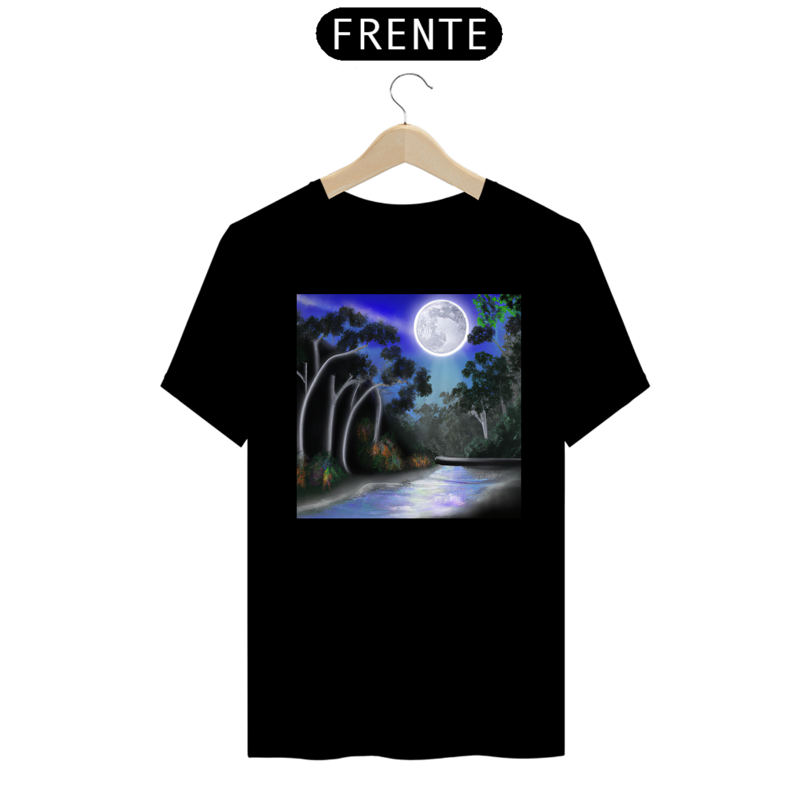 Camiseta Lua sobre a Selva: Encanto Noturno em Sua Pele