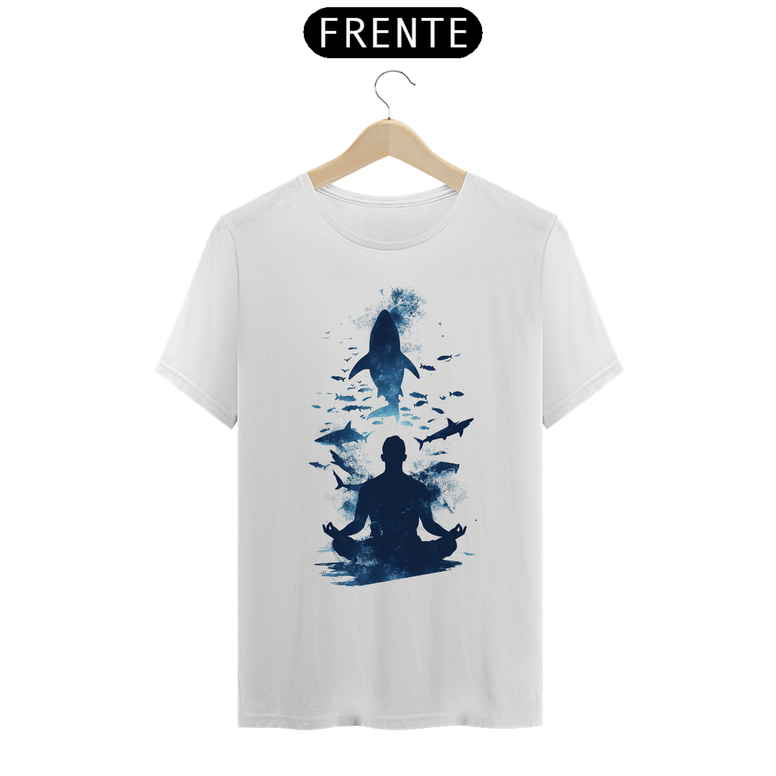 Camiseta Tubarão Meditação - Branca