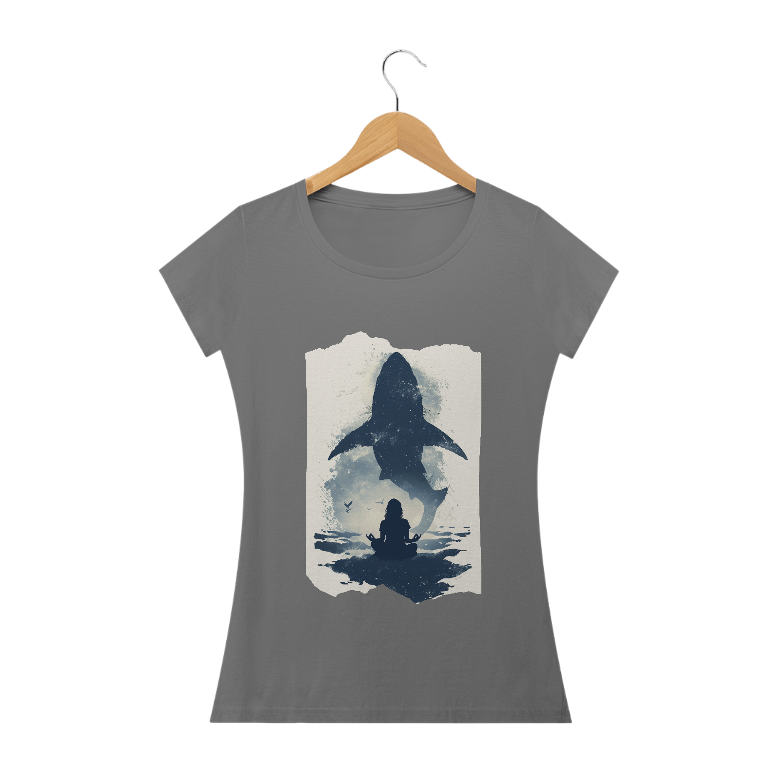 Camiseta Feminina Tubarão Meditação - Colors