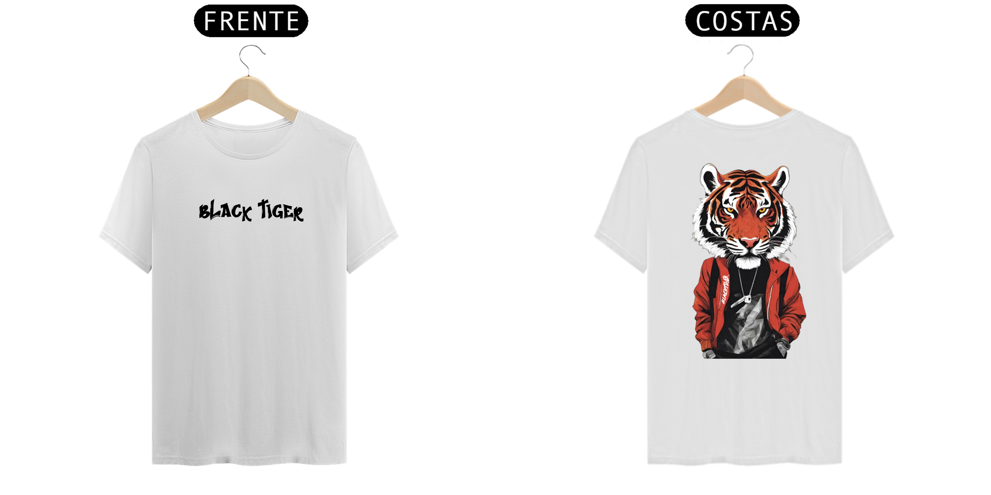 Camiseta Black Tiger Branca Premium Tiger Style
