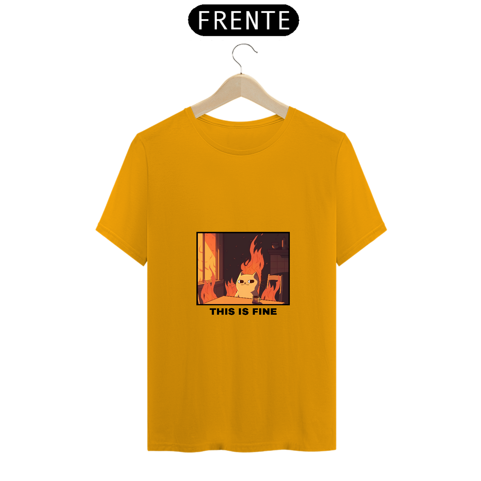 Camiseta Unissex This is Fine Cat