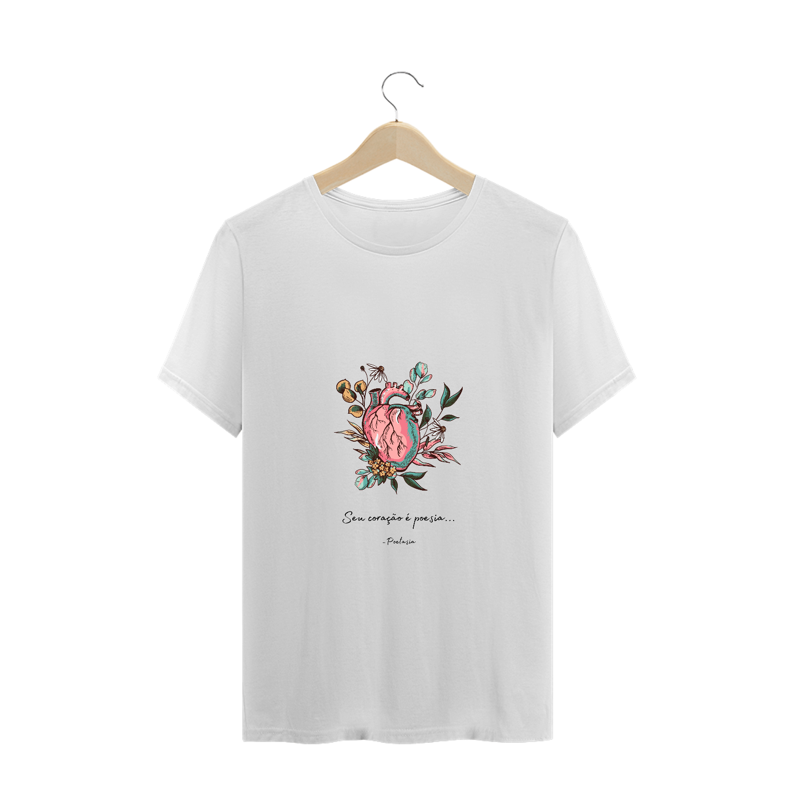 Seu coração é poesia - T-shirt plus size branca