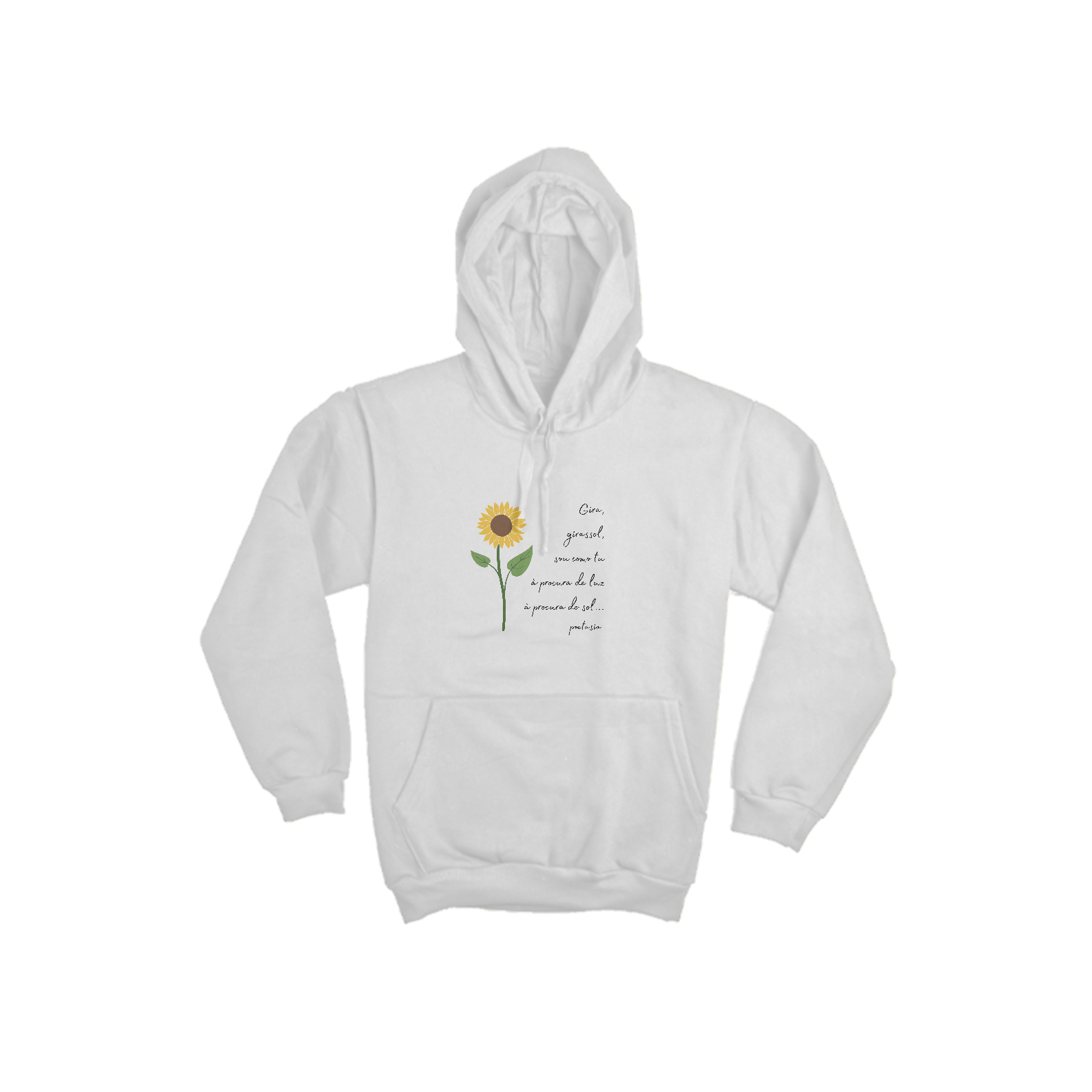 Moletom Canguru Branco - Gira, Girassol 
