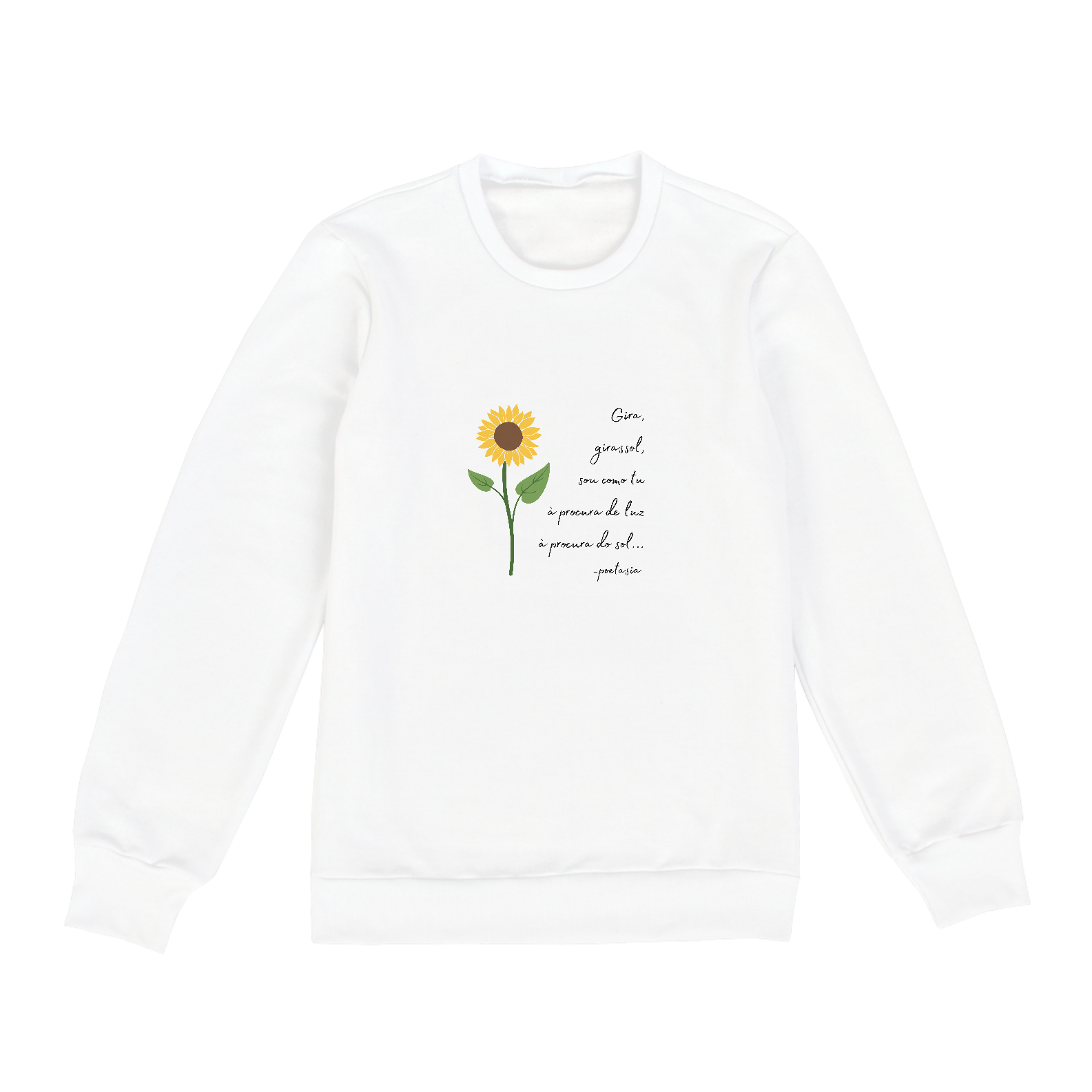Moletom Fechado Branco - Gira, girassol