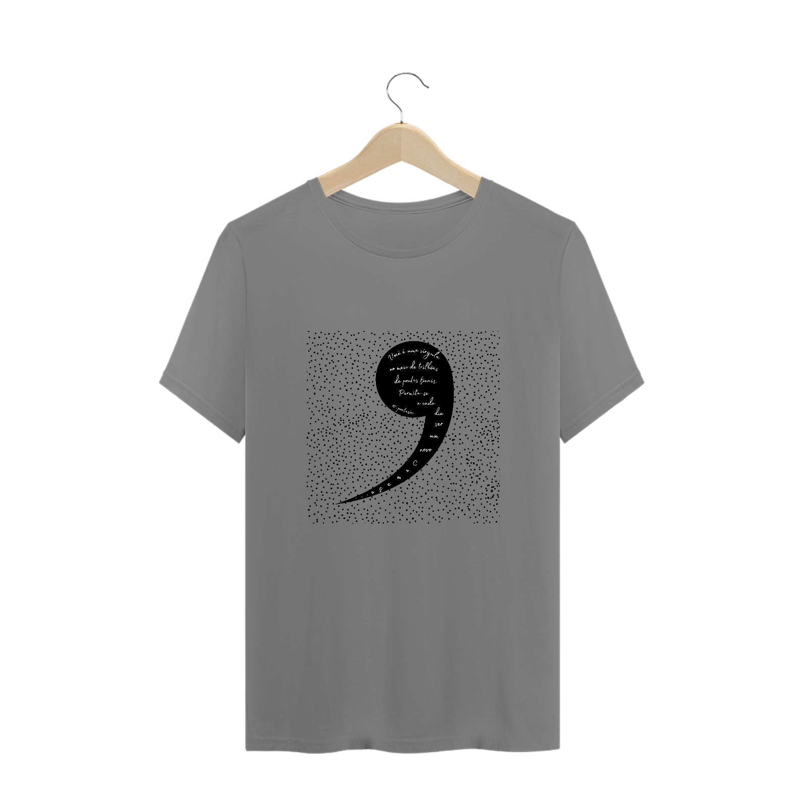 Você é uma vírgula - T-Shirt Plus Size Branca e Cinza