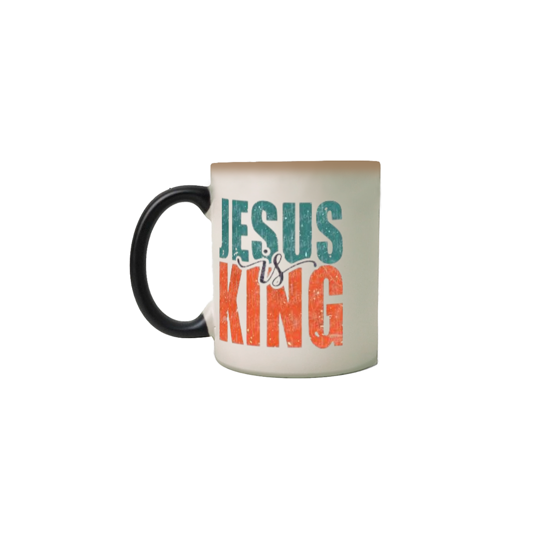 Nome do produto  Caneca Mágica gospel, ``Jesus is king´´ modelo 2