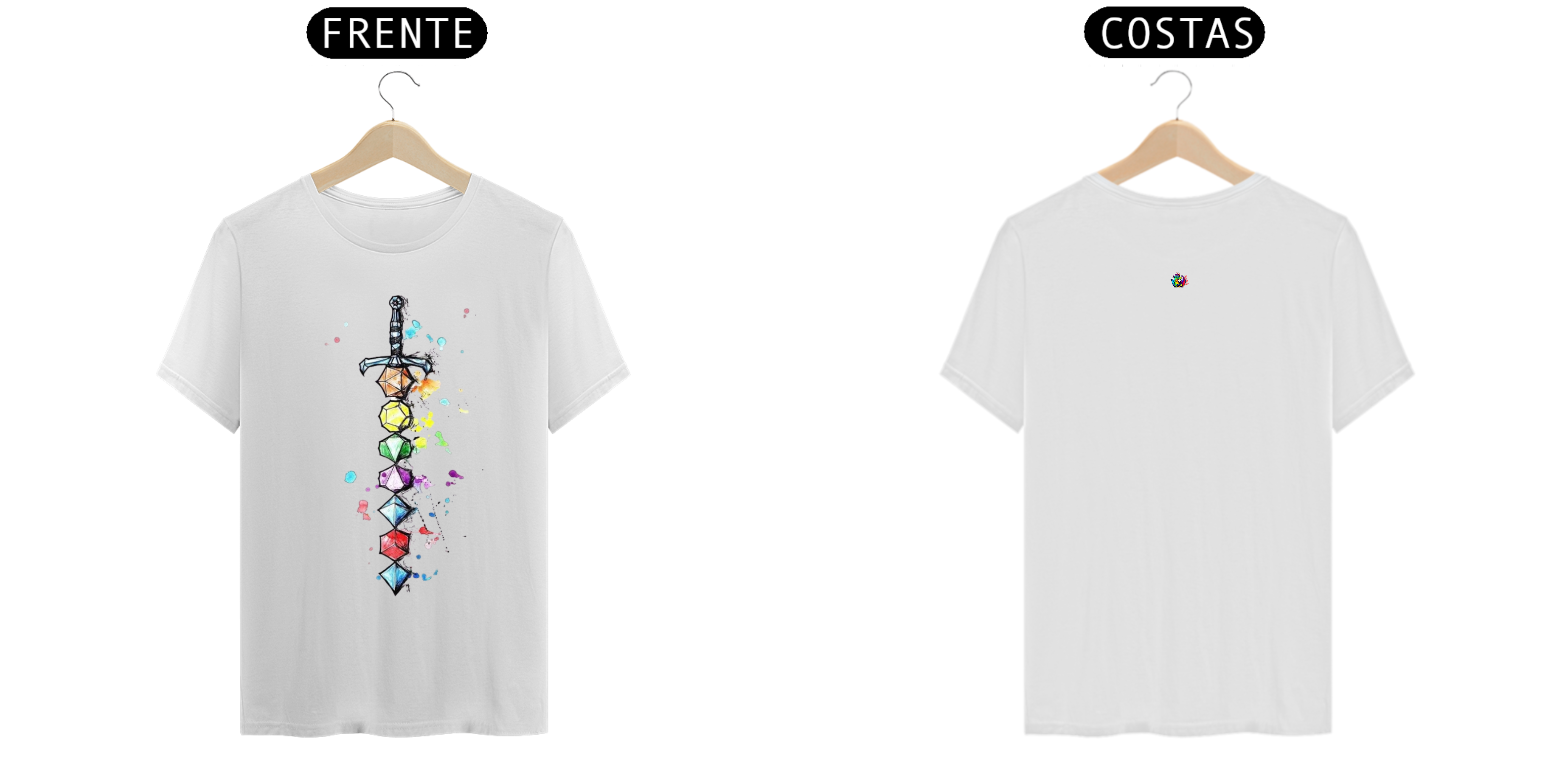 Camisa espada colorida dados 