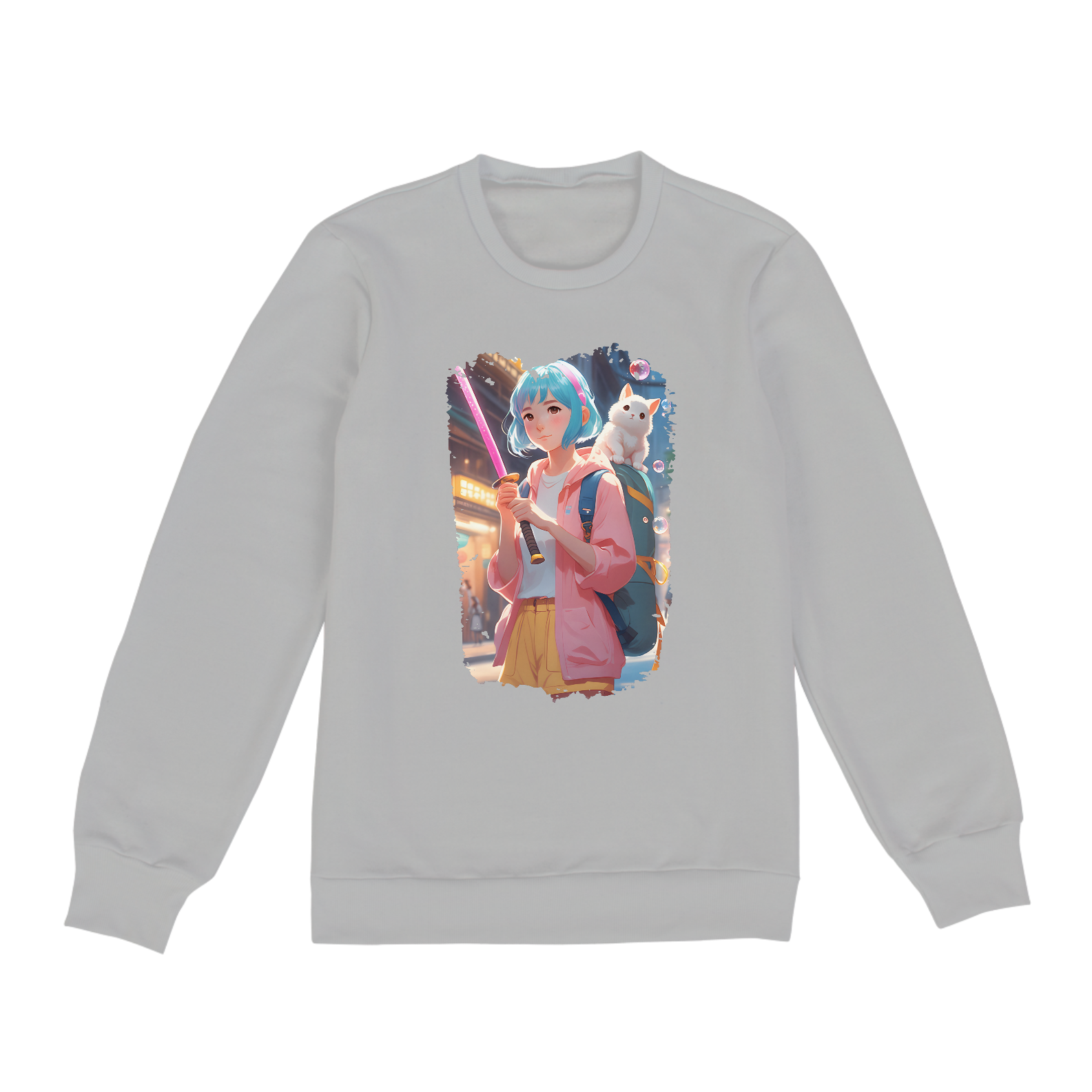 Moletom Garota Kawai e a Pink Katana