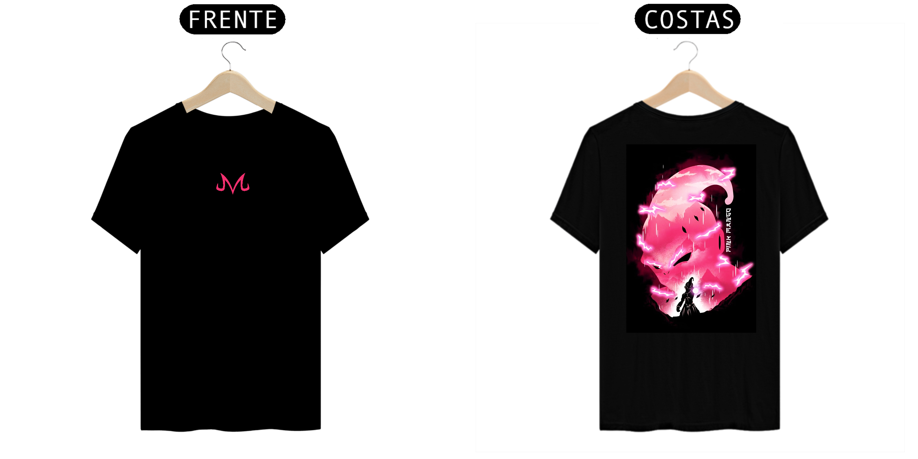 CAMISETA MAJIN BOO PRETA ROSA
