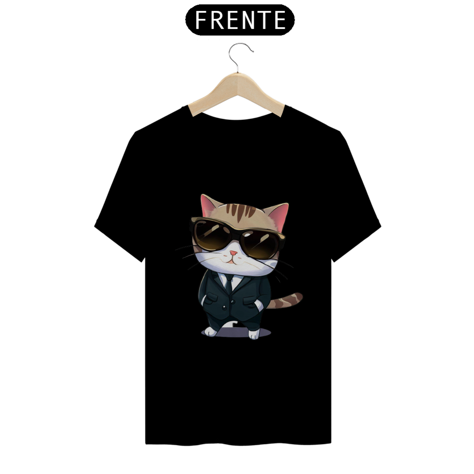 Nome do produto: Gato de óculos e terno sigma - camisa 