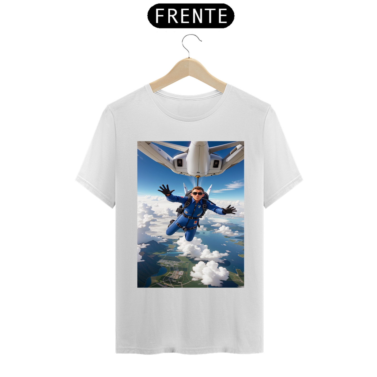 Nome do produto: camiseta james bond pulando do avião 