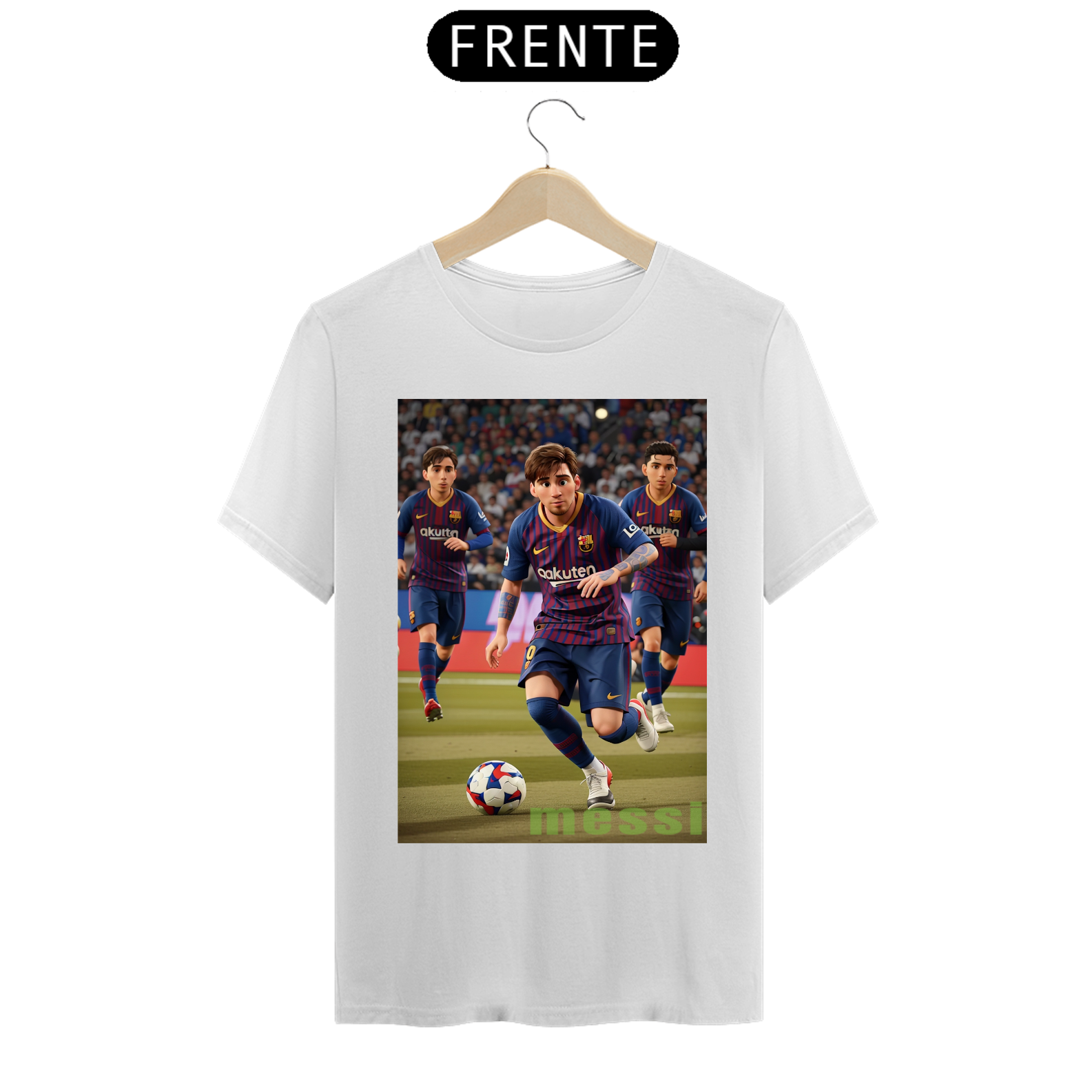 camiseta lionel messi jogando pelo barcelona 