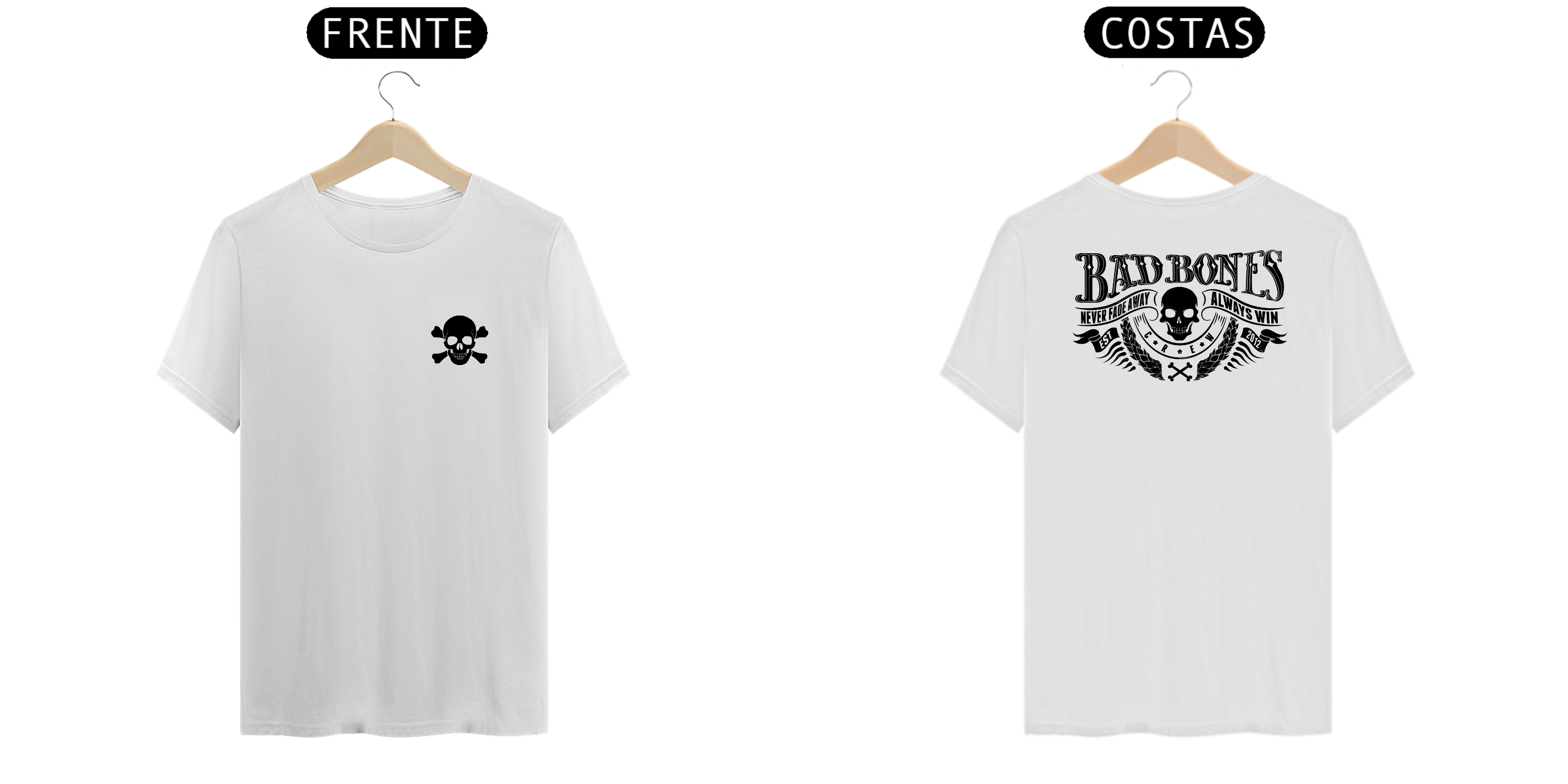 Nome do produto: camiseta estampa frente e costas ossos