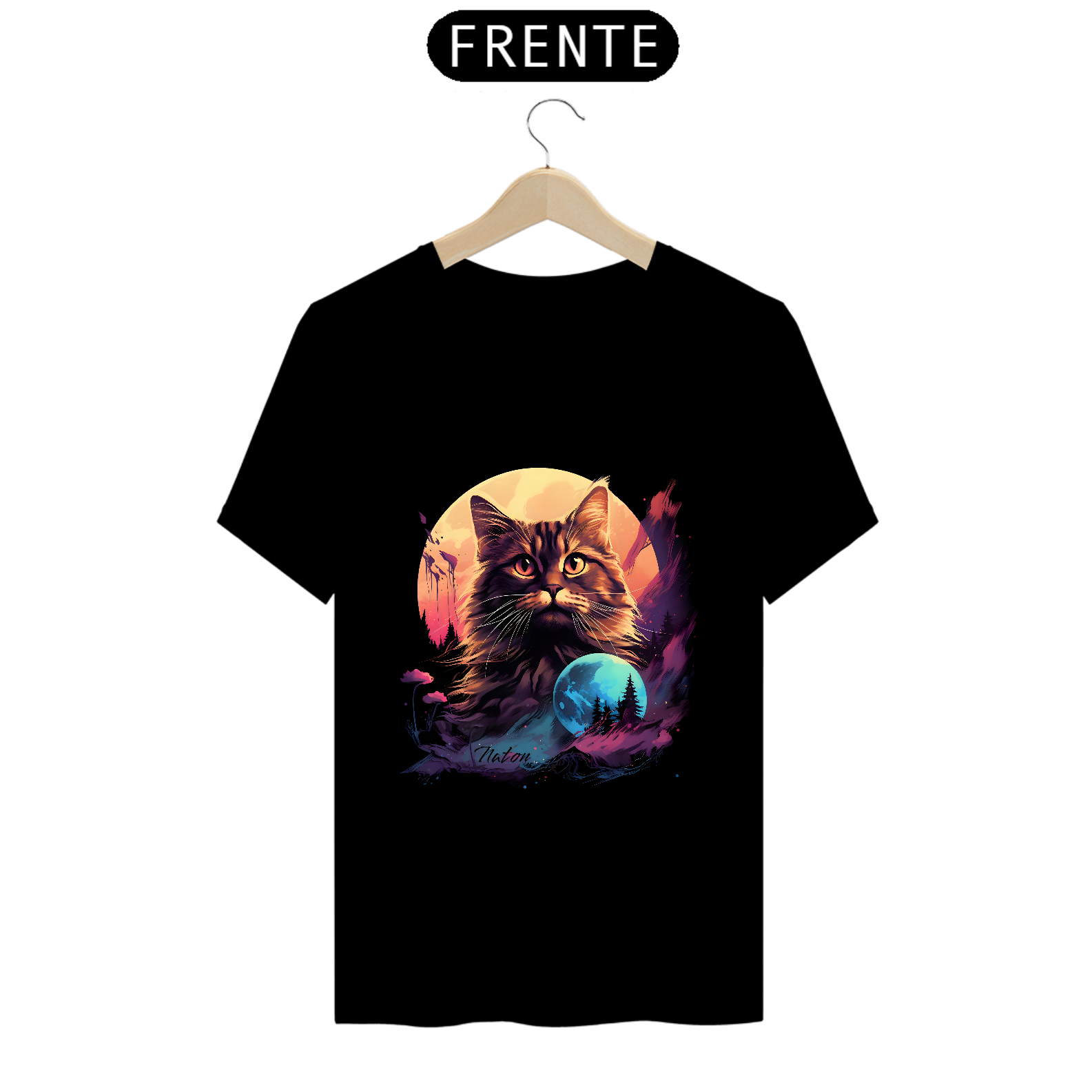 Camiseta 'Kombi Floral Felina': Viaje com Estilo e Elegância!