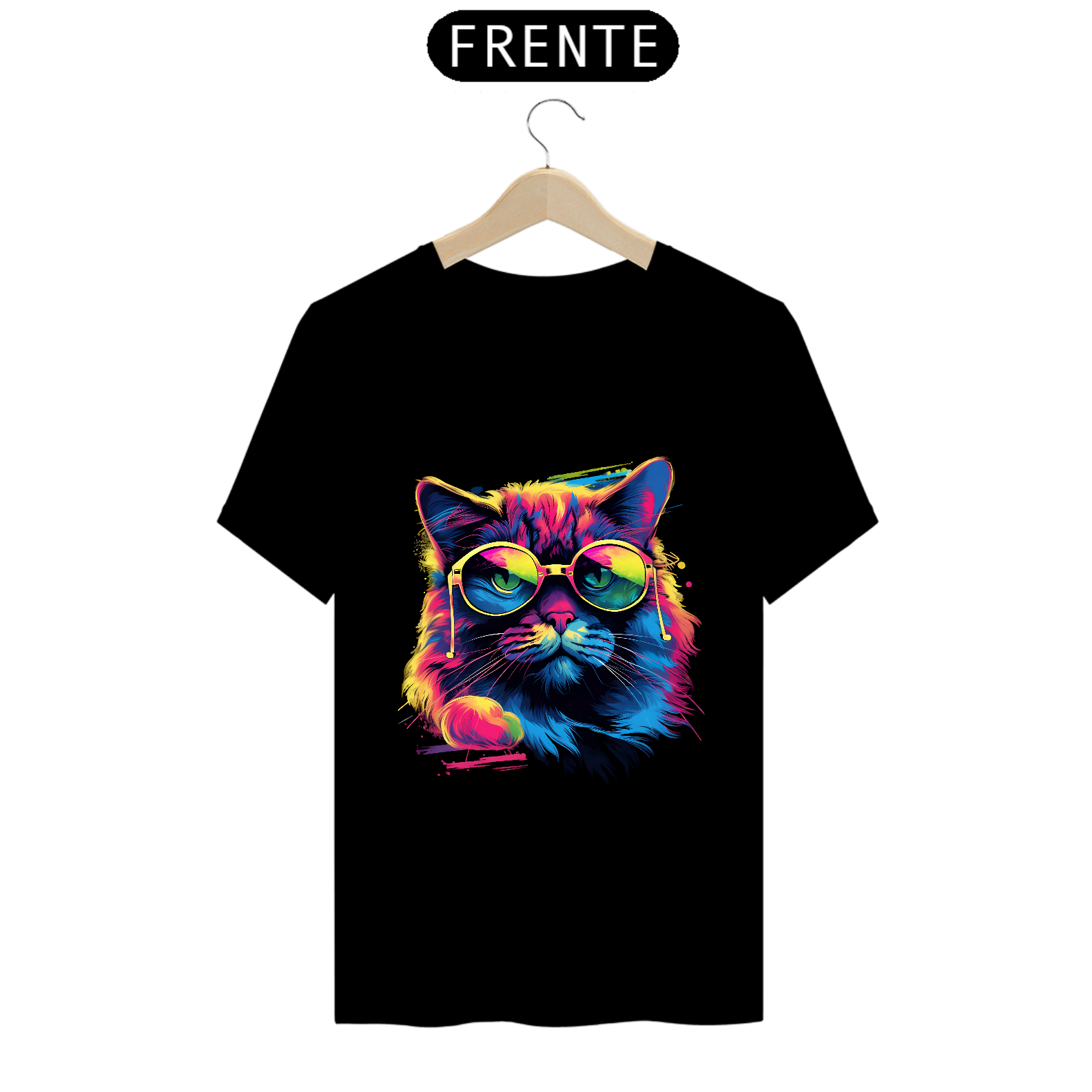Camiseta 'Visão Neon': A Essência Vibrante do Mundo Felino!